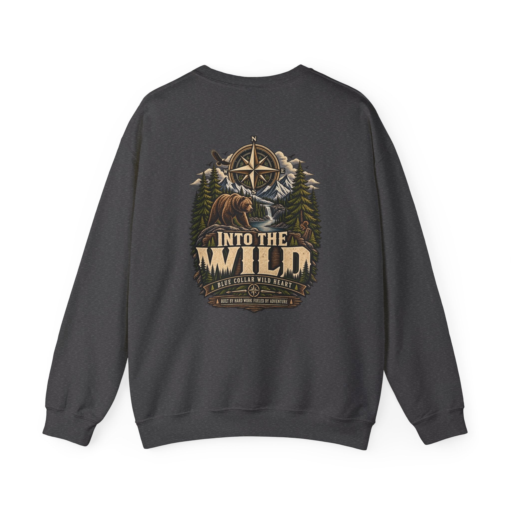 NS-005 Into The Wild Crewneck Sweatshirt — 'Northbound' Supply Co.  Adventure Compass Design