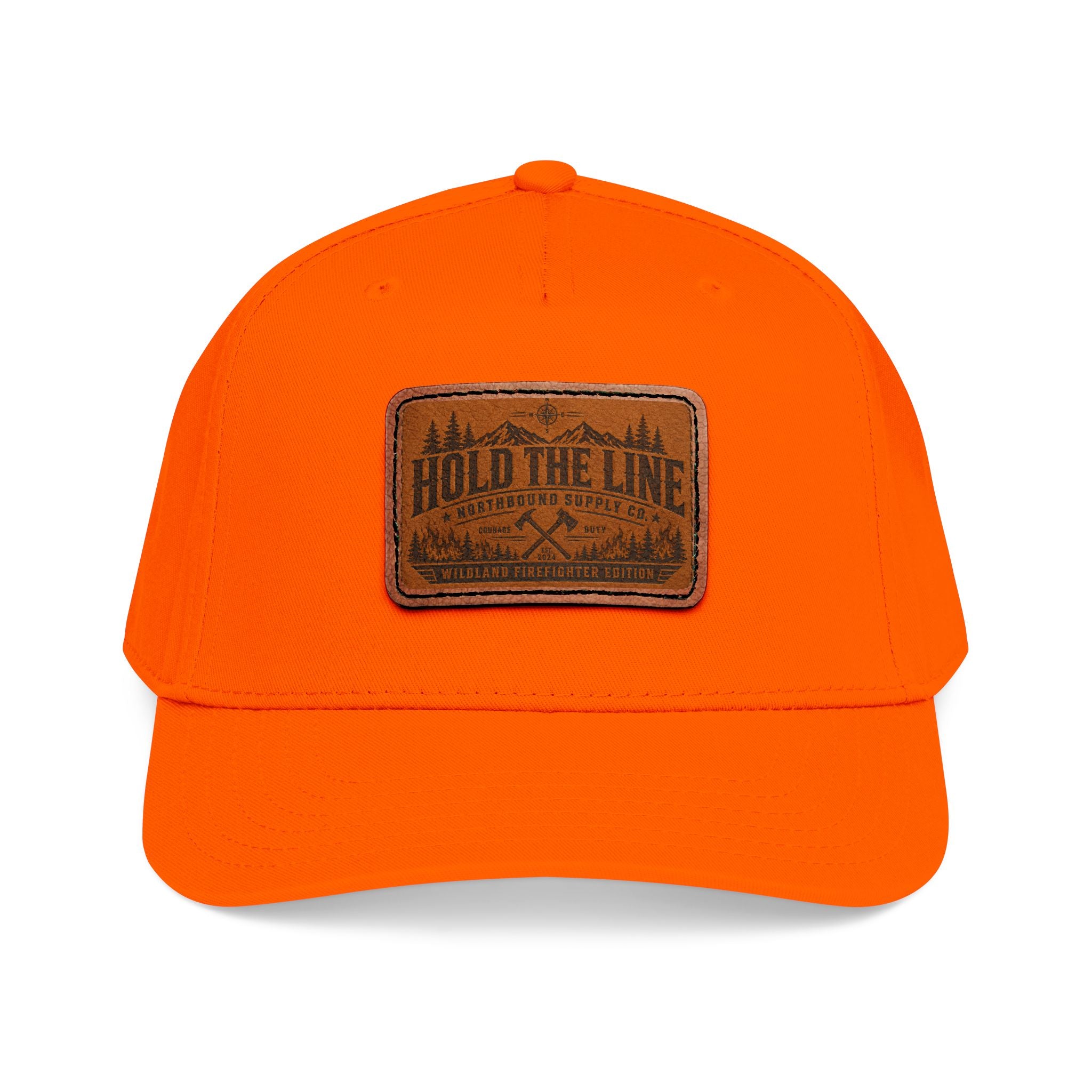 Leather Patch Baseball Cap — 'Hold the Line' Outdoor Trucker Hat