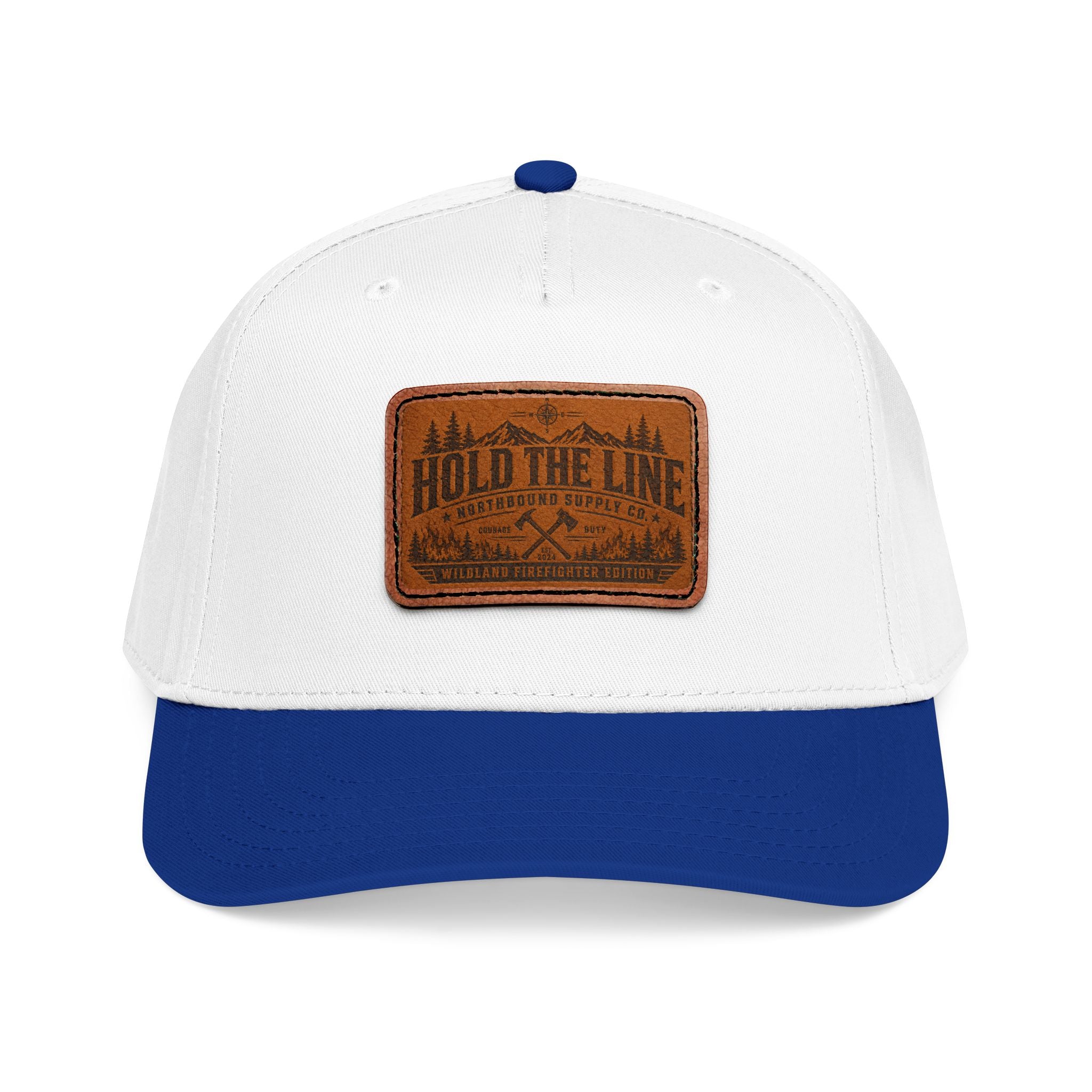 Leather Patch Baseball Cap — 'Hold the Line' Outdoor Trucker Hat