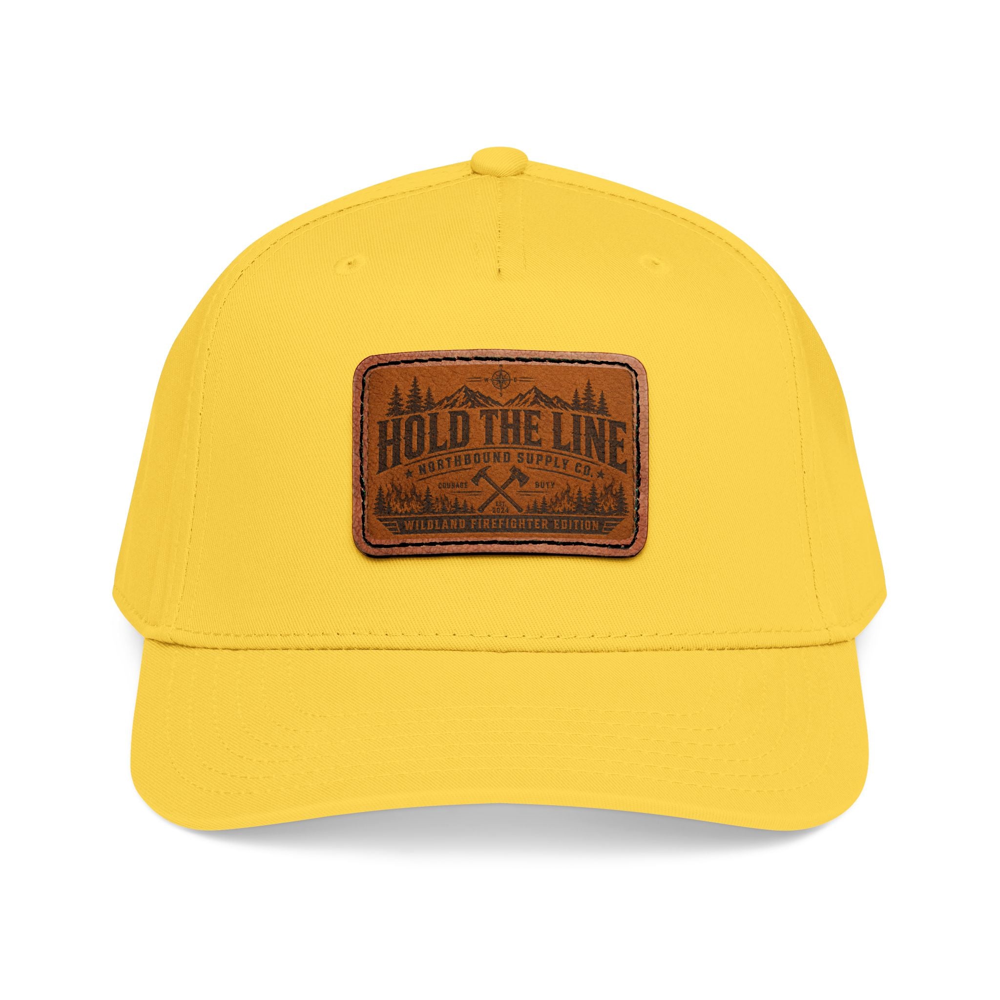 Leather Patch Baseball Cap — 'Hold the Line' Outdoor Trucker Hat
