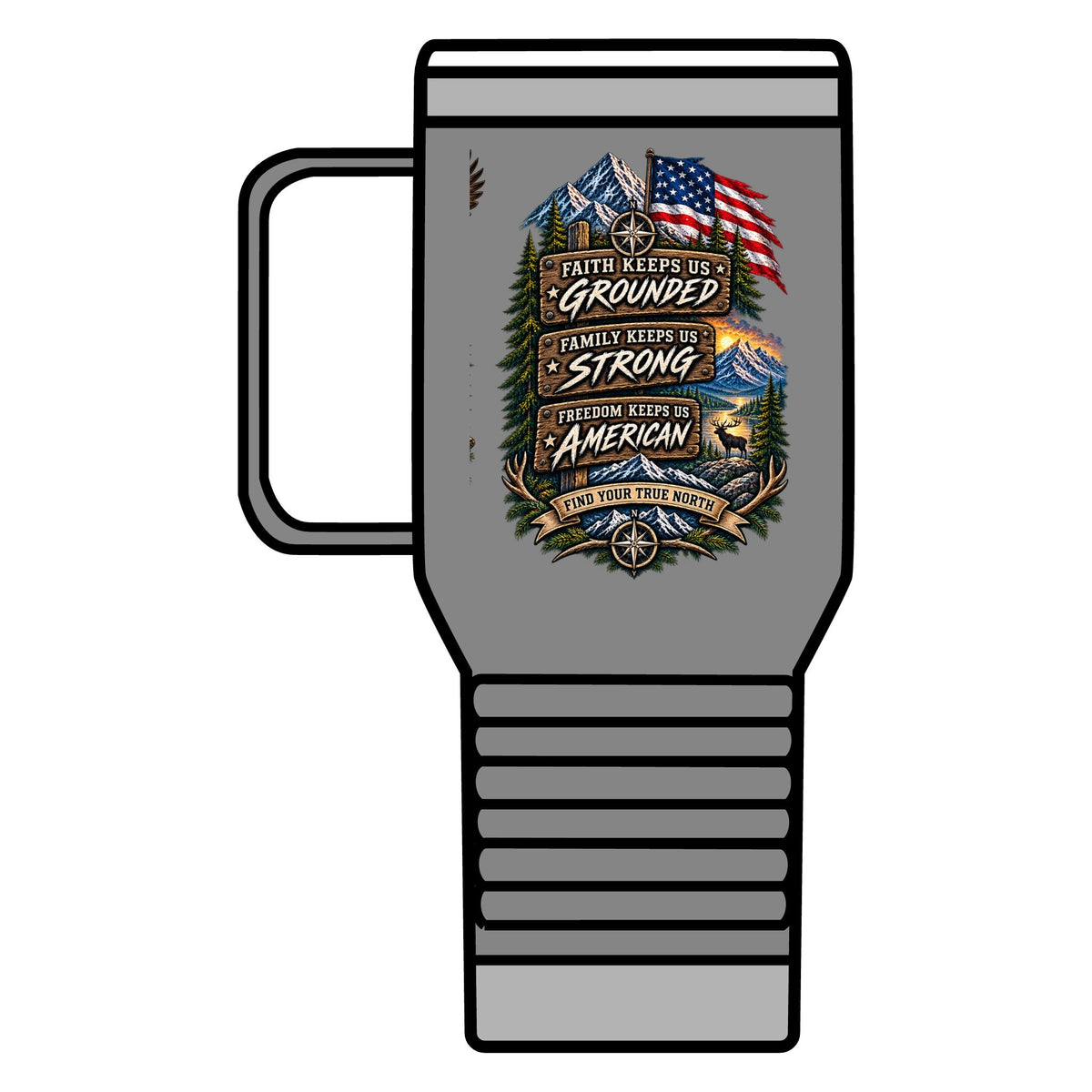 American Grit 20oz Travel Mug – Northbound Supply Patriotic Eagle & Flag Insulated Tumbler