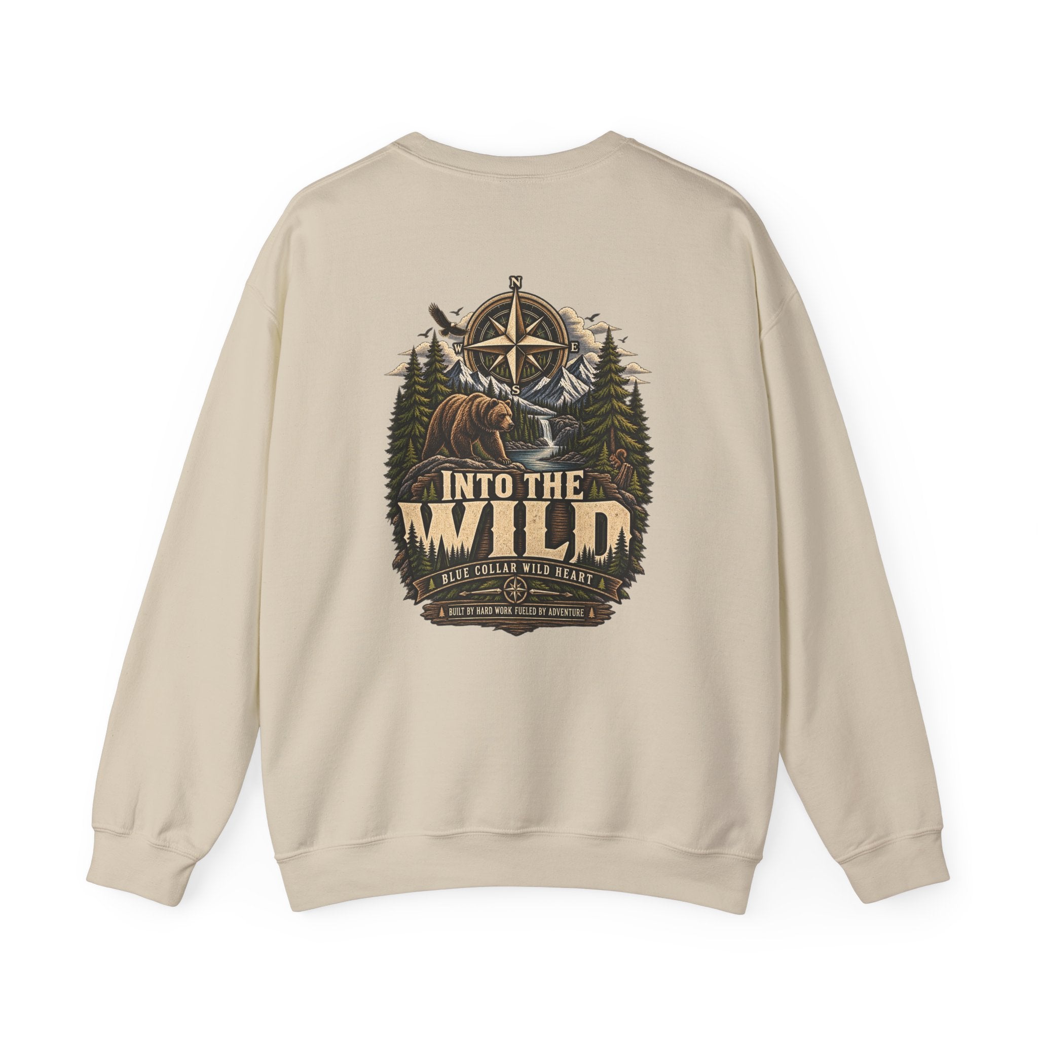 NS-005 Into The Wild Crewneck Sweatshirt — 'Northbound' Supply Co.  Adventure Compass Design