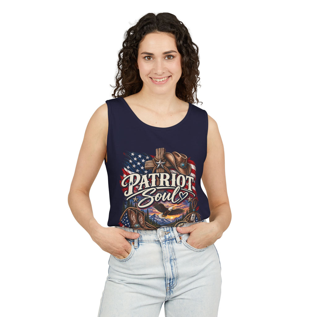 WG-009 Patriot Soul Tank Top —Northbound Supply Co. American Flag Eagle Motorcycle Vintage Graphic