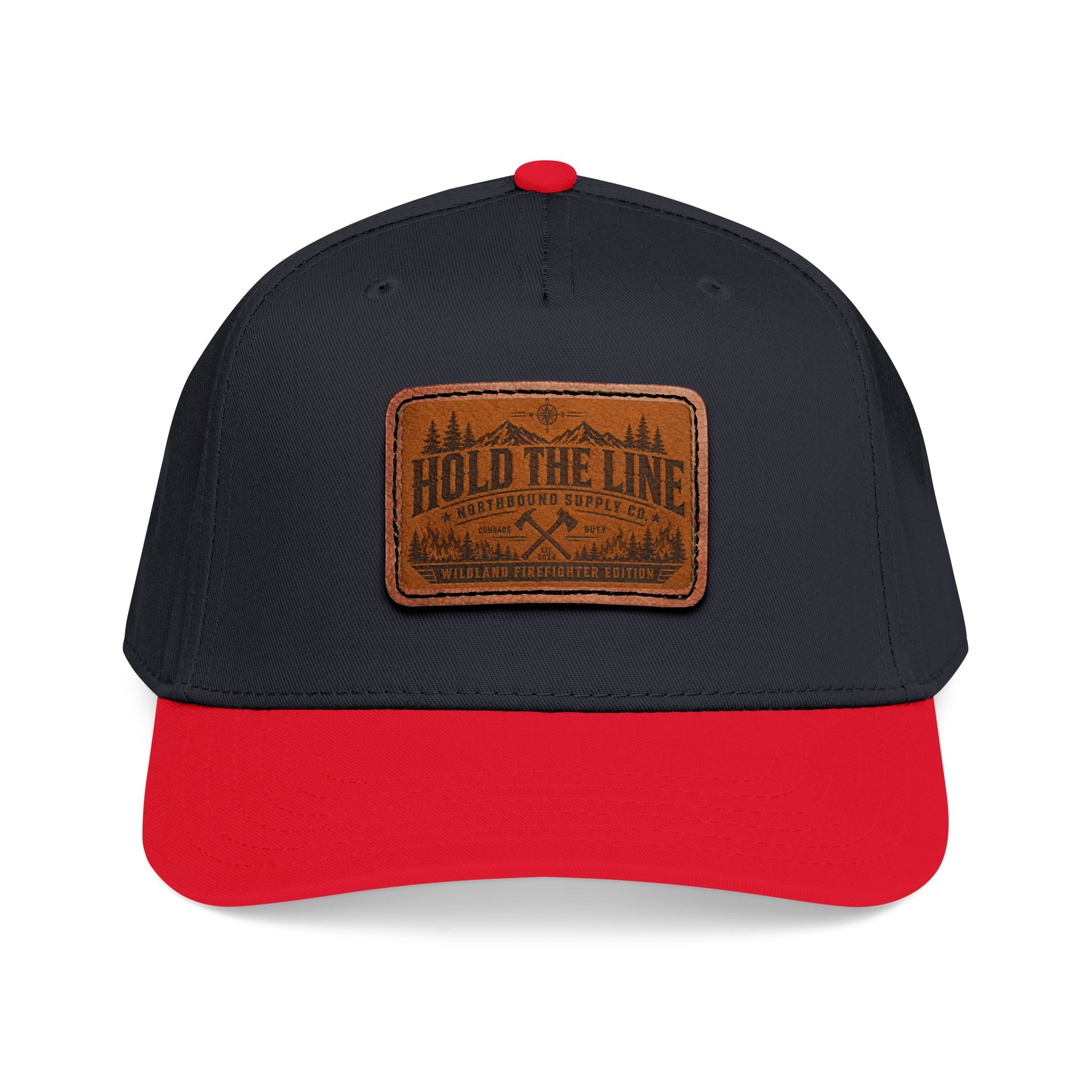 Leather Patch Baseball Cap — 'Hold the Line' Outdoor Trucker Hat