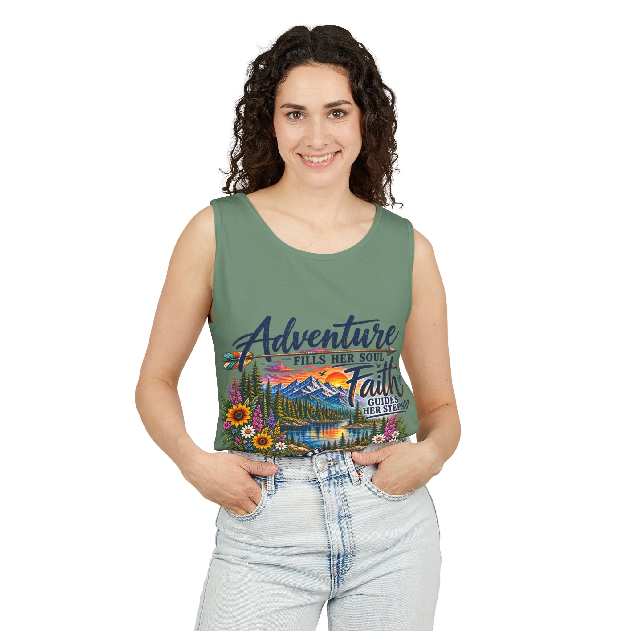 WG-004 Adventure & Faith Graphic Tank Top — Northbound Supply Co.Scenic Mountain Floral Design