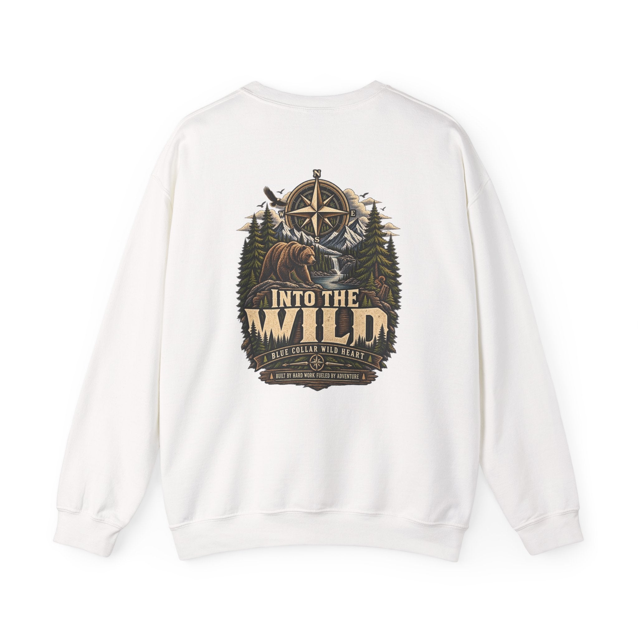 NS-005 Into The Wild Crewneck Sweatshirt — 'Northbound' Supply Co.  Adventure Compass Design