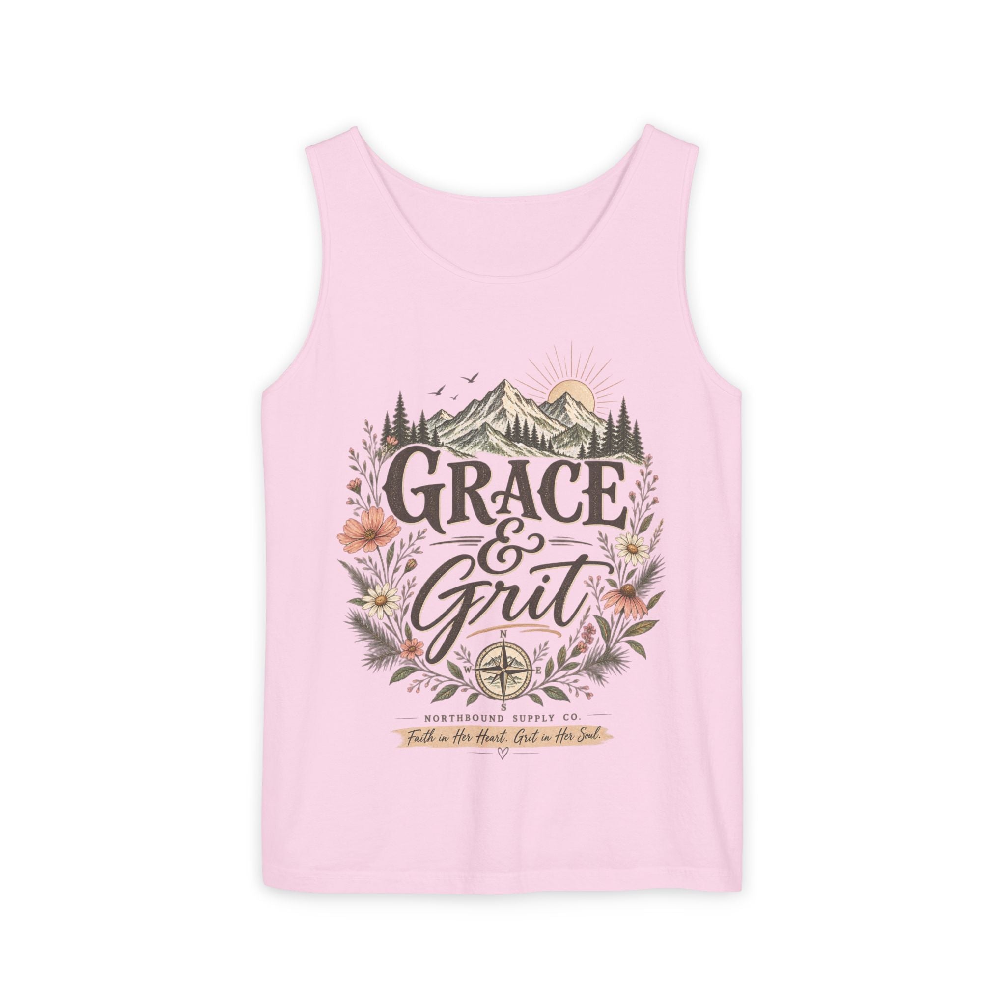 WG-001 Grace & Grit Tank Top —Northbound Supply Co.Inspirational Mountain Adventure Graphic Tank