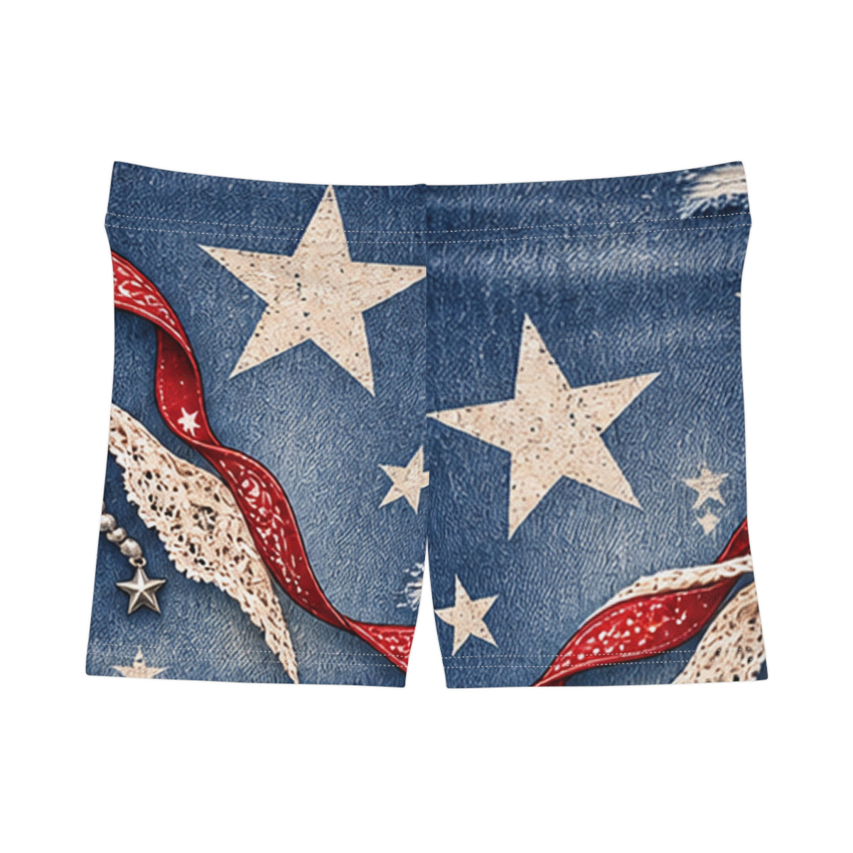 Western Bandana Denim Print Women's Shorts – Scenic Flag Lake Print