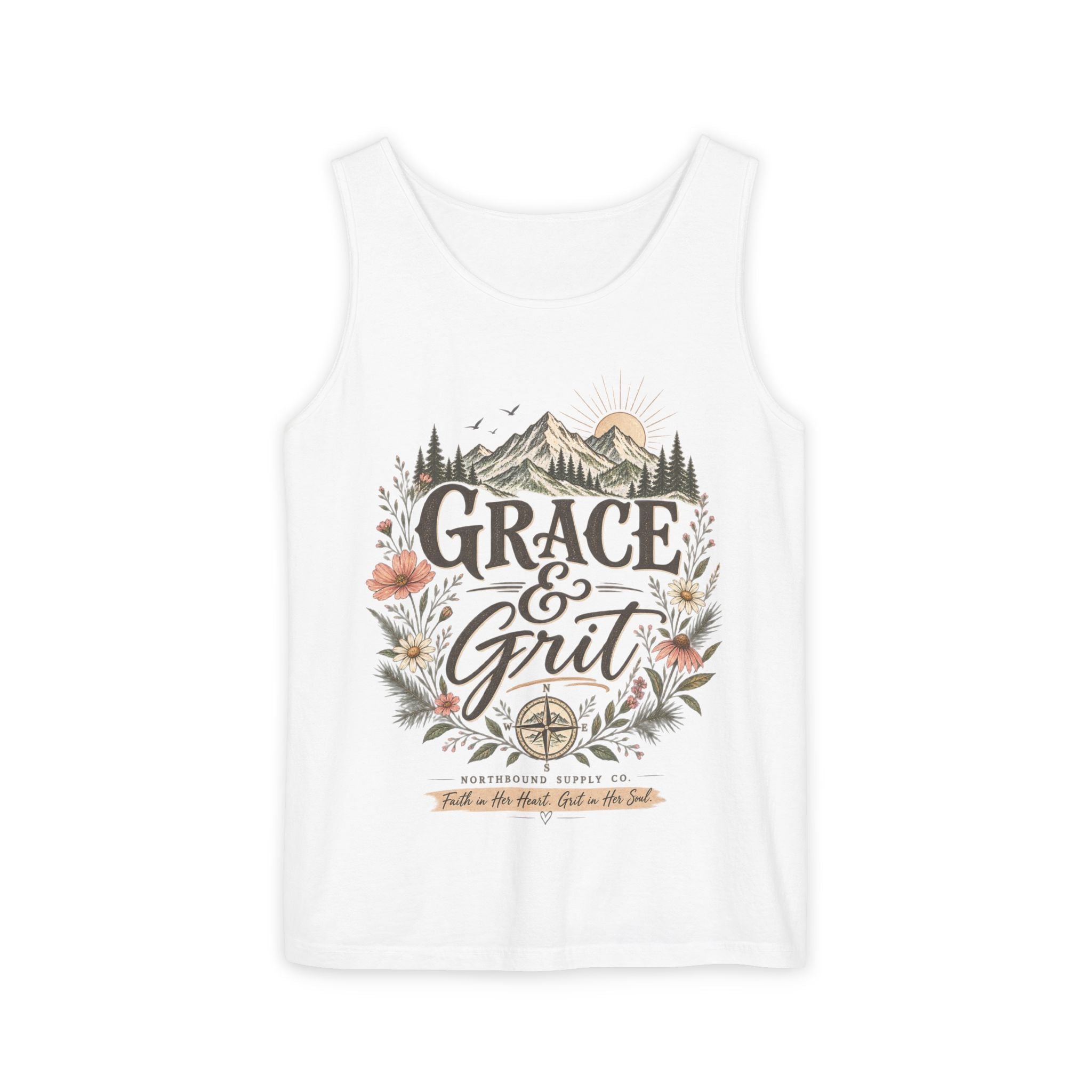 WG-001 Grace & Grit Tank Top —Northbound Supply Co.Inspirational Mountain Adventure Graphic Tank