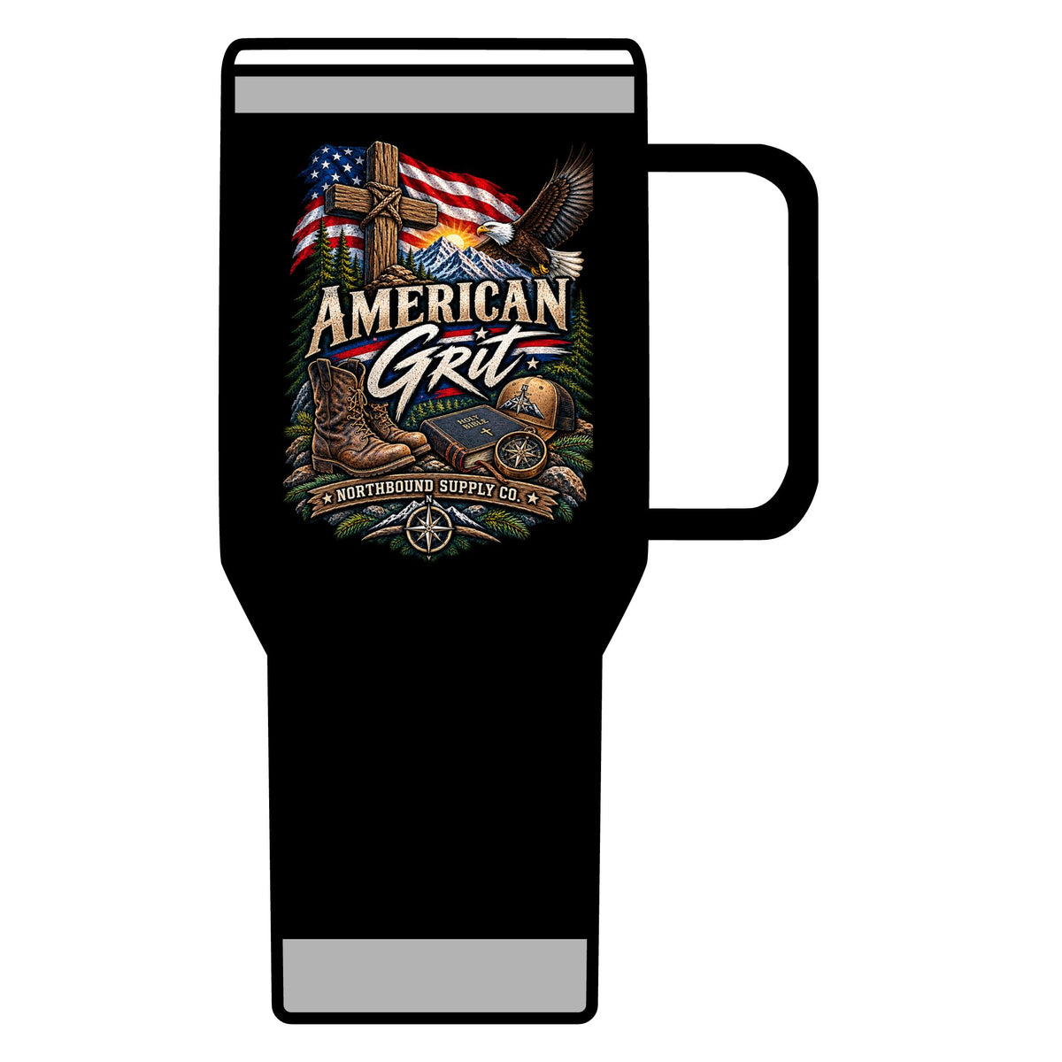 American Grit 20oz Travel Mug – Northbound Supply Patriotic Eagle & Flag Insulated Tumbler