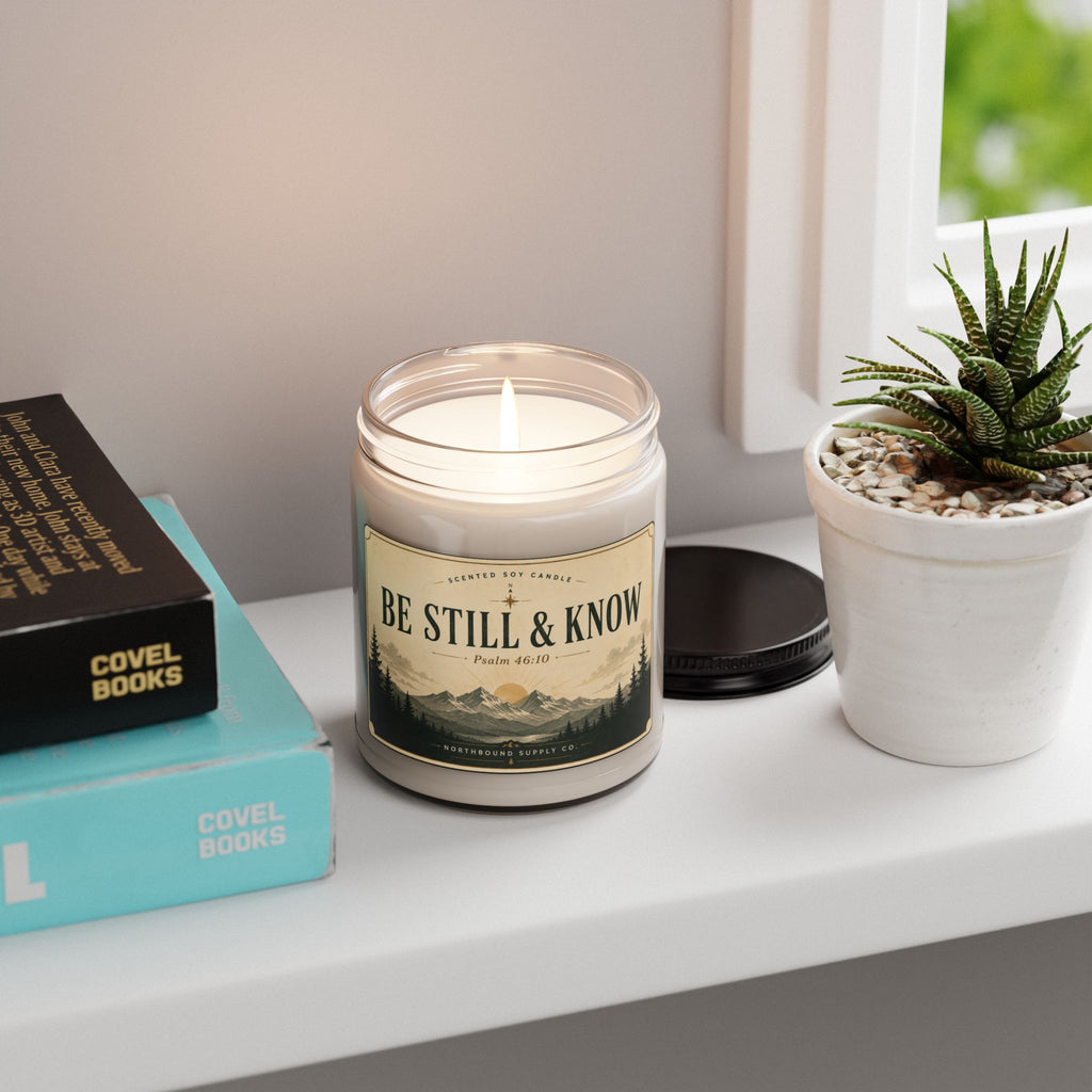 C-001 Be Still & Know Soy Candle — 9oz Inspirational Mountain Scented Candle