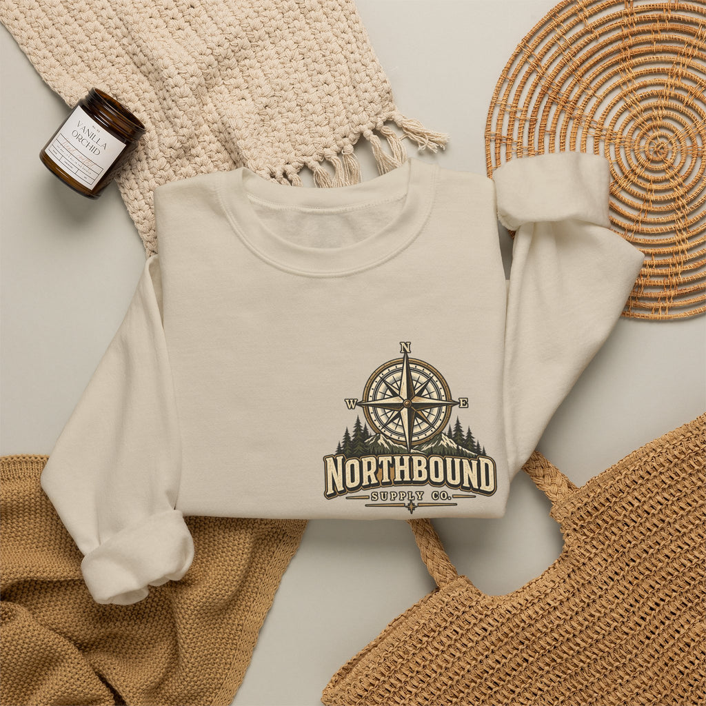 NS-003 Crewneck Sweatshirt - Northbound Supply Co. 'Built Different' Outdoor Adventure Graphic