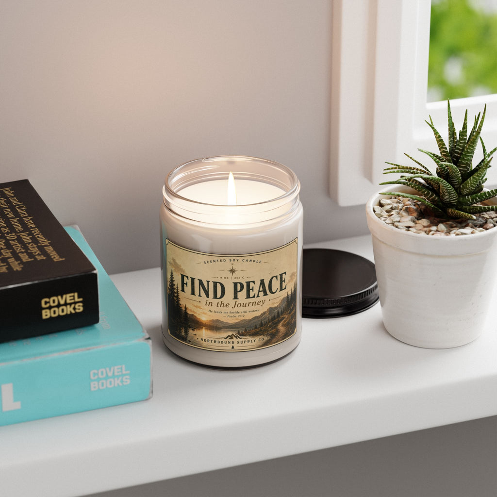 C-003 Find Peace Soy Candle — 9oz Scented Jar (Find Peace in the Journey)