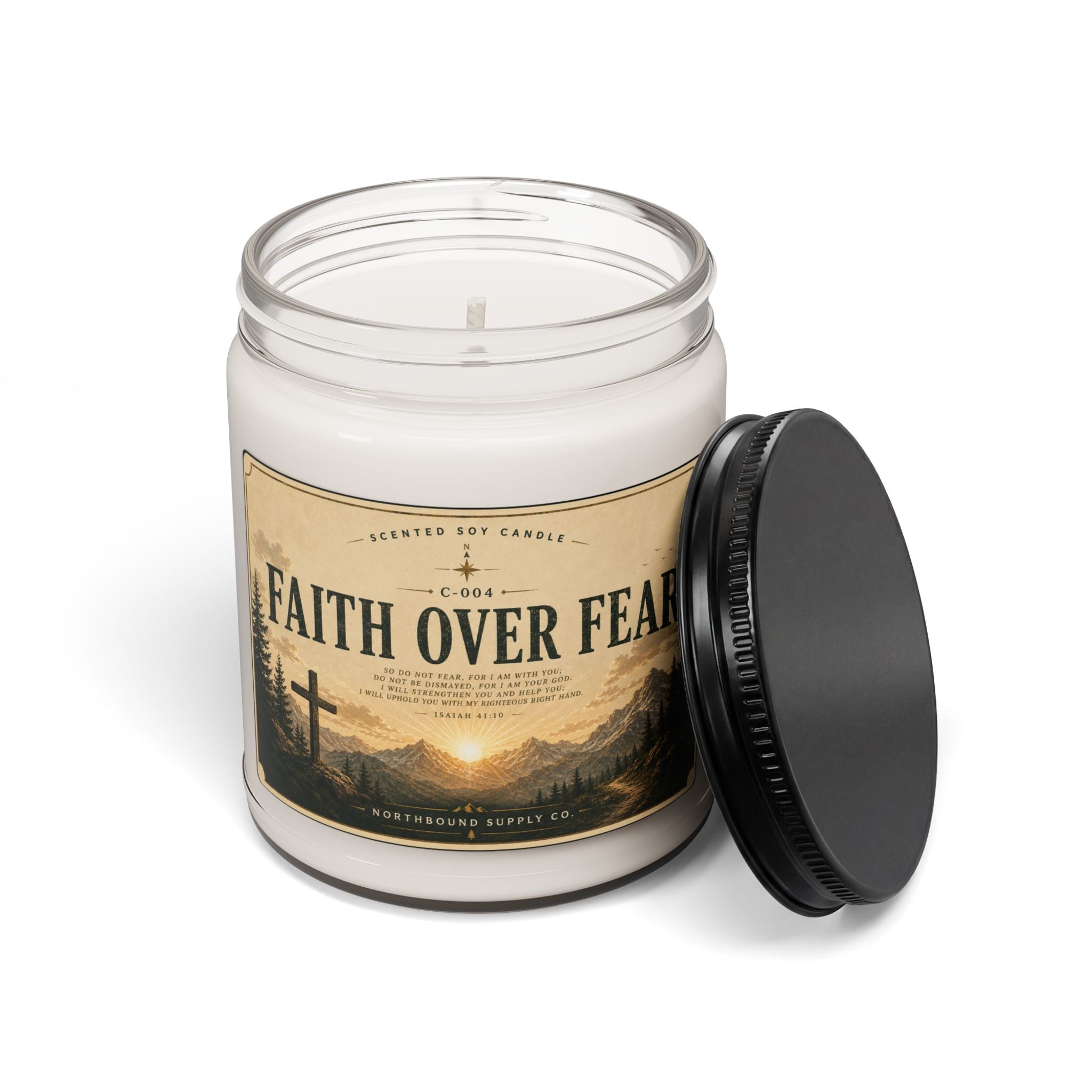 C-004 Faith Over Fear Soy Candle — Inspirational Scented 9oz Jar