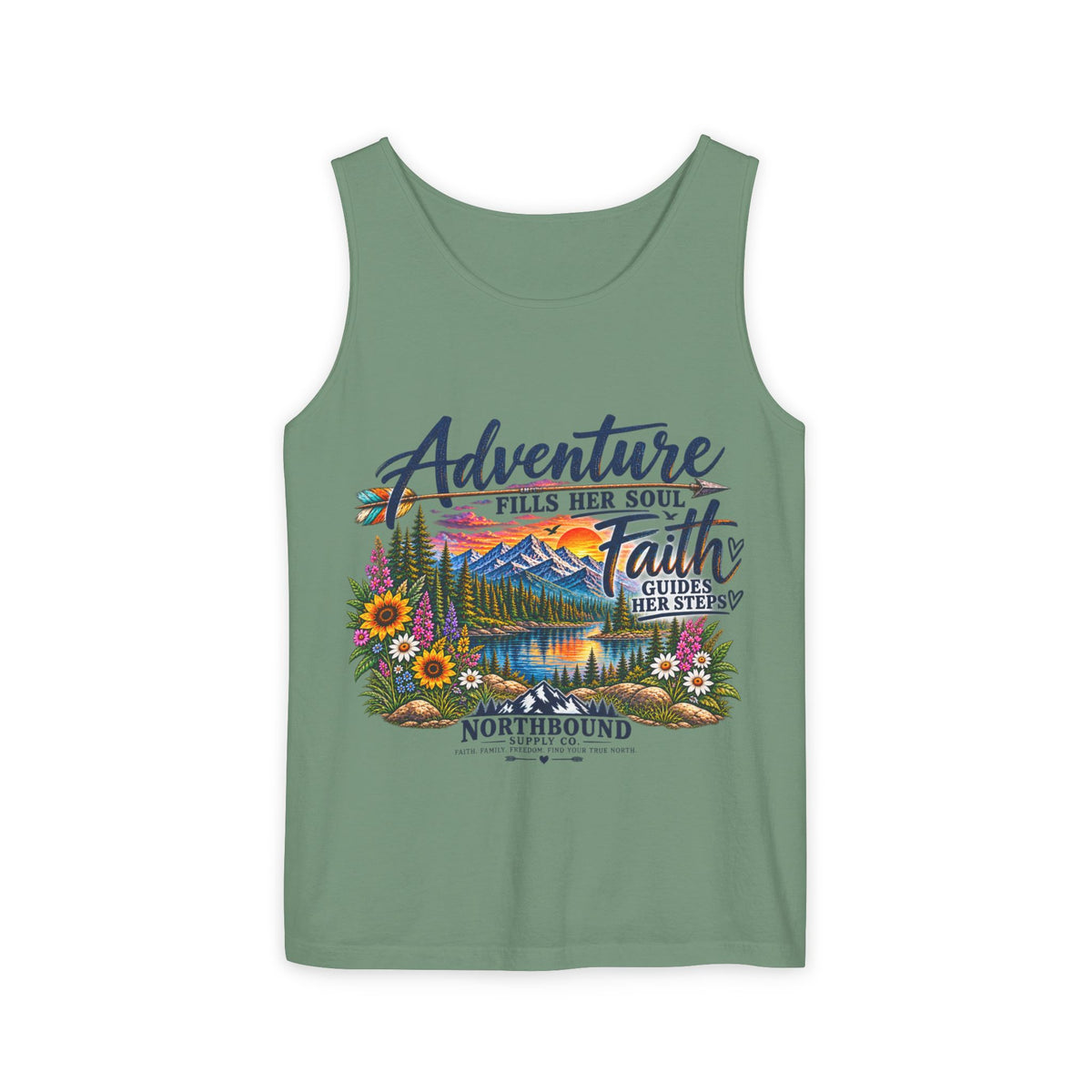 Adventure & Faith Graphic Tank Top — Northbound Supply Co.Scenic Mountain Floral Design
