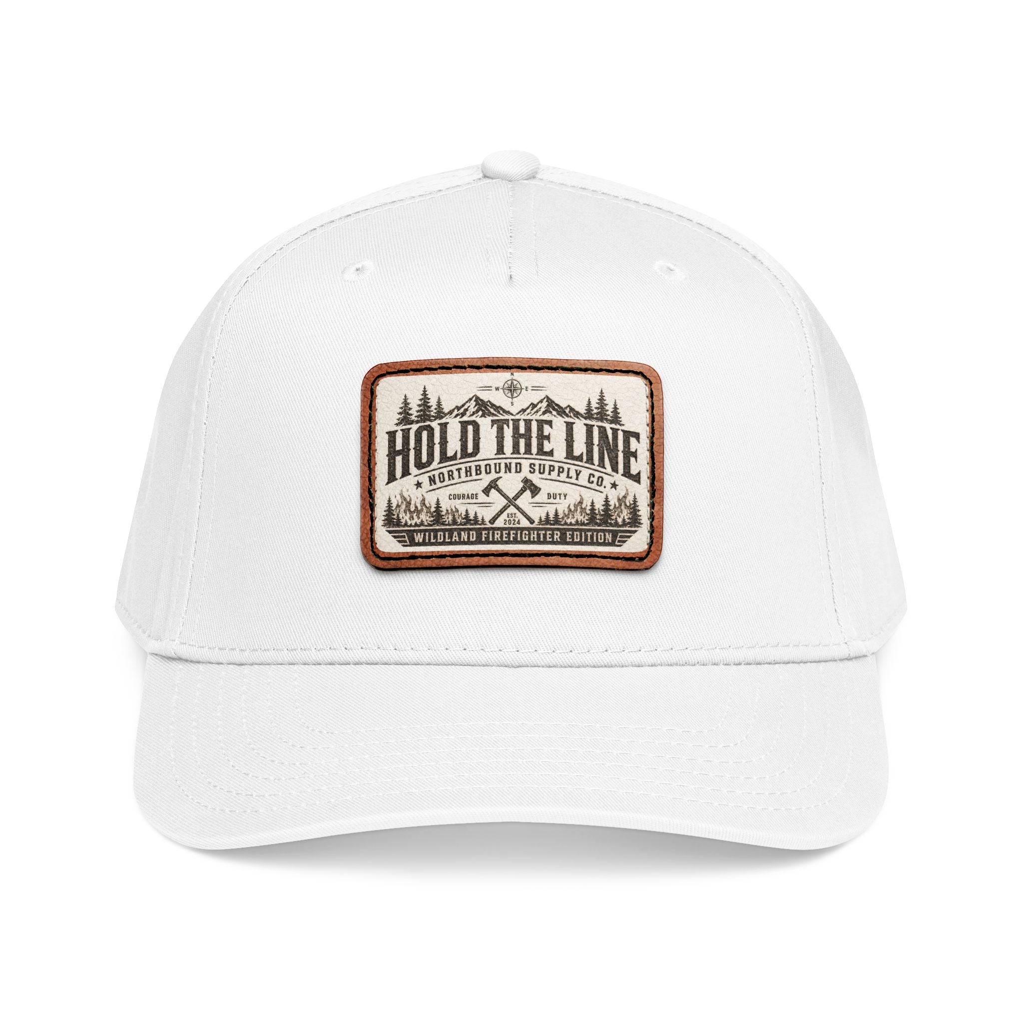 HP-004.5 Hold The Line Leather Patch Baseball Cap — Outdoorsy Vintage Trucker Hat