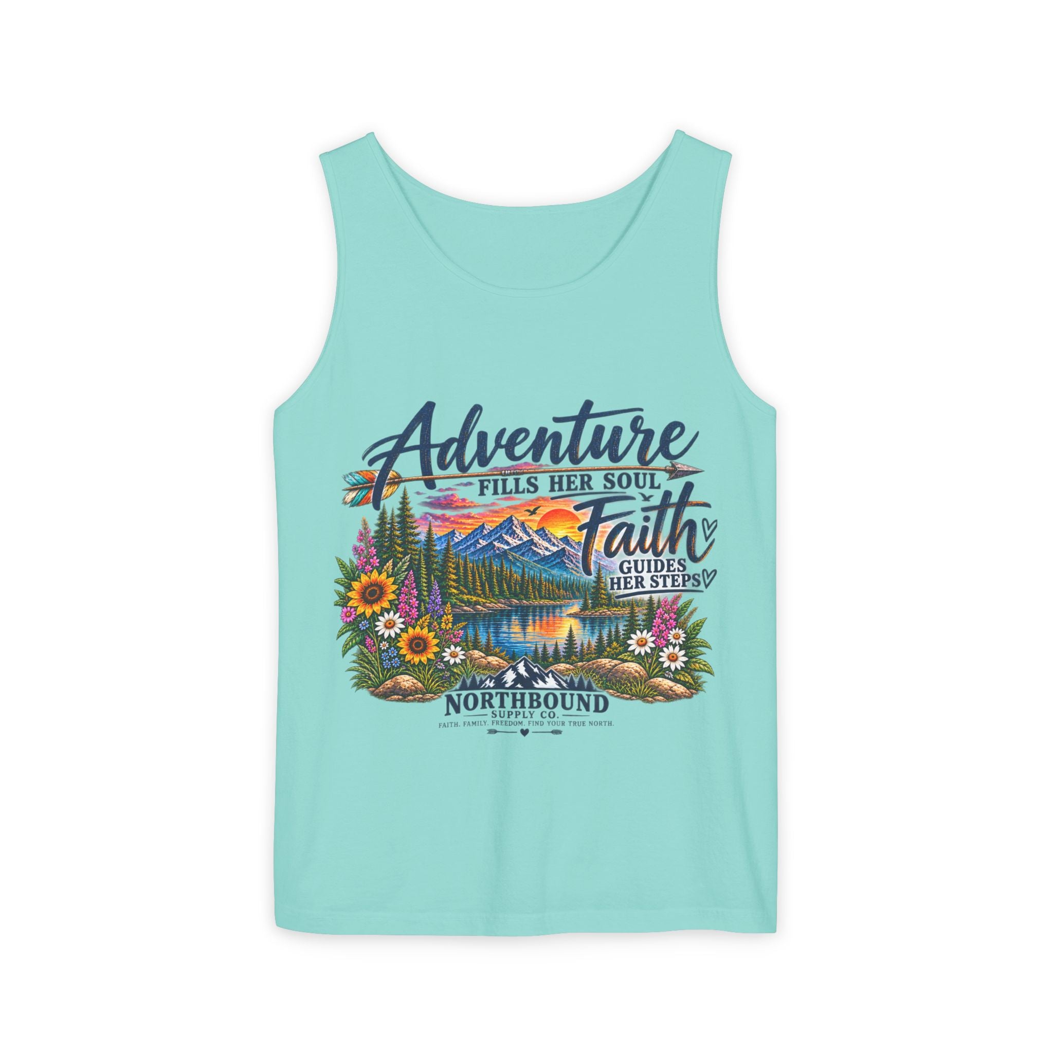 WG-004 Adventure & Faith Graphic Tank Top — Northbound Supply Co.Scenic Mountain Floral Design