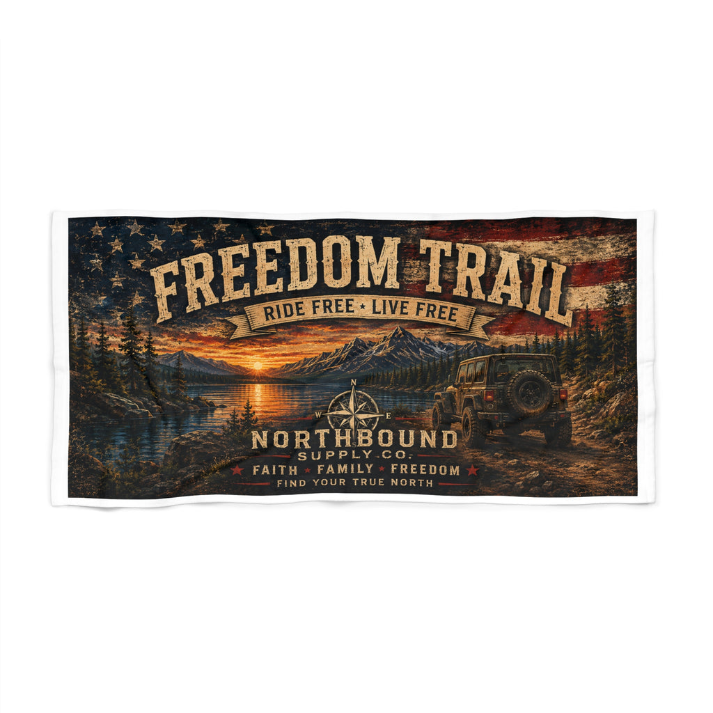 BT-003 Freedom Trail Beach Towel – Northbound 'Ride Free • Live Free'