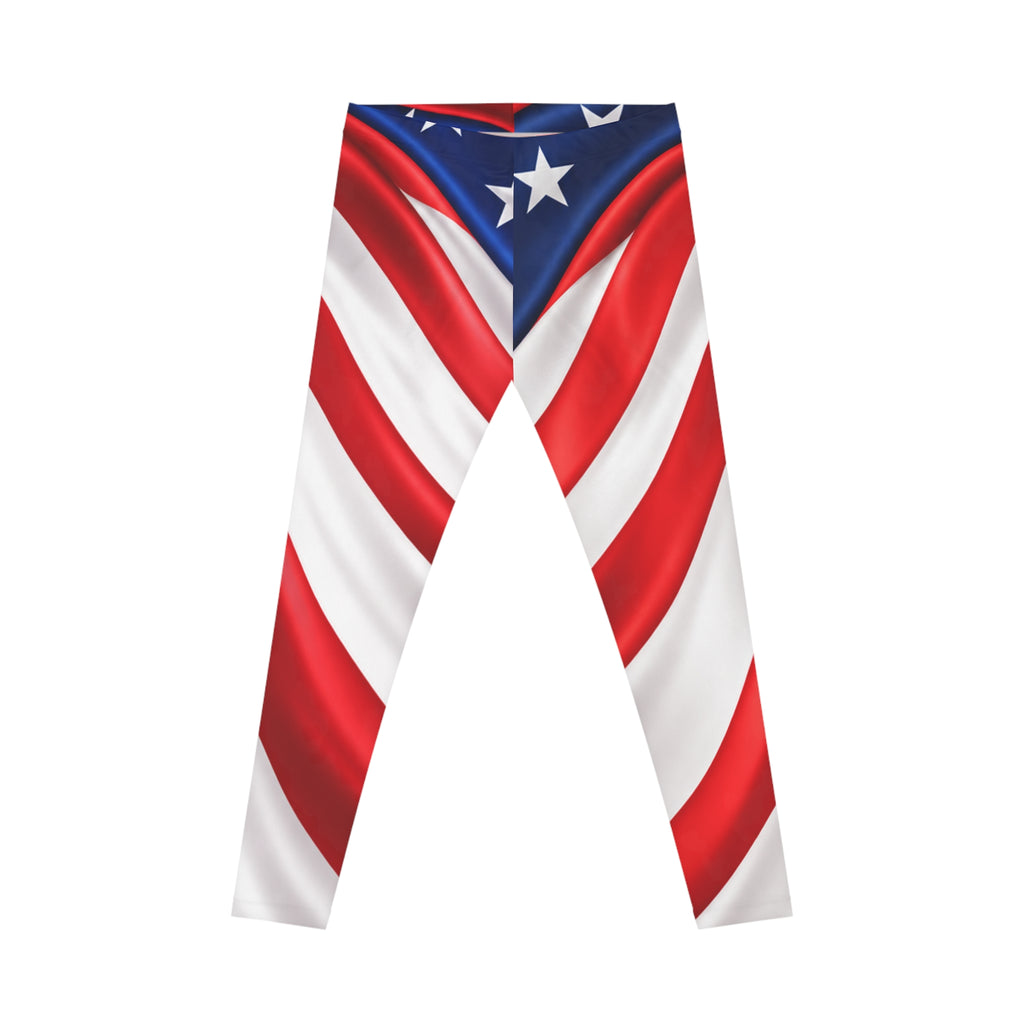 American Flag Women's Leggings — Patriotic Red White Blue All-Over Print