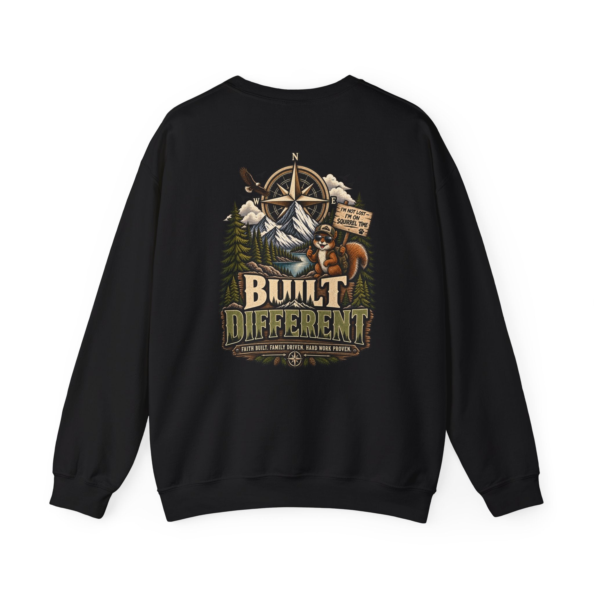 NS-003 Crewneck Sweatshirt - Northbound Supply Co. 'Built Different' Outdoor Adventure Graphic