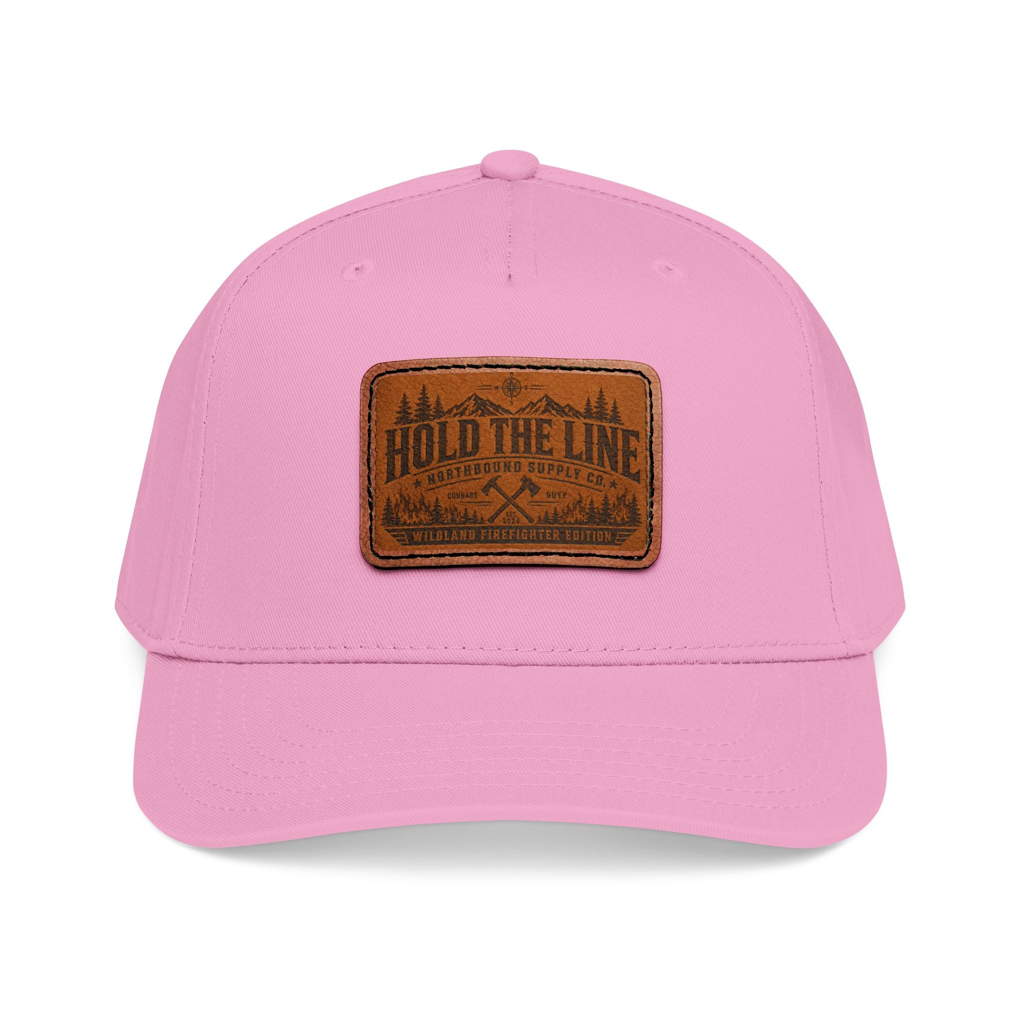 Leather Patch Baseball Cap — 'Hold the Line' Outdoor Trucker Hat