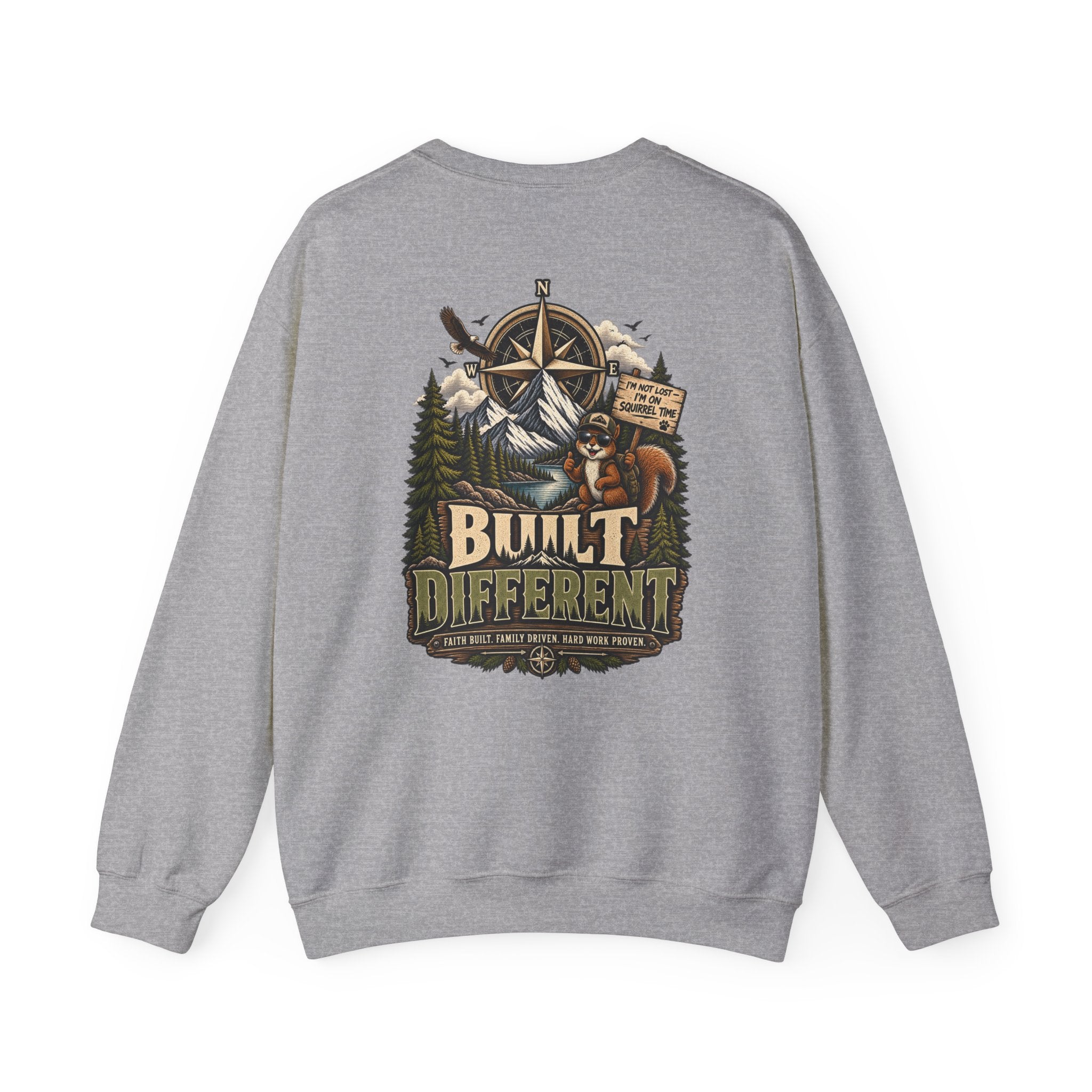 NS-003 Crewneck Sweatshirt - Northbound Supply Co. 'Built Different' Outdoor Adventure Graphic