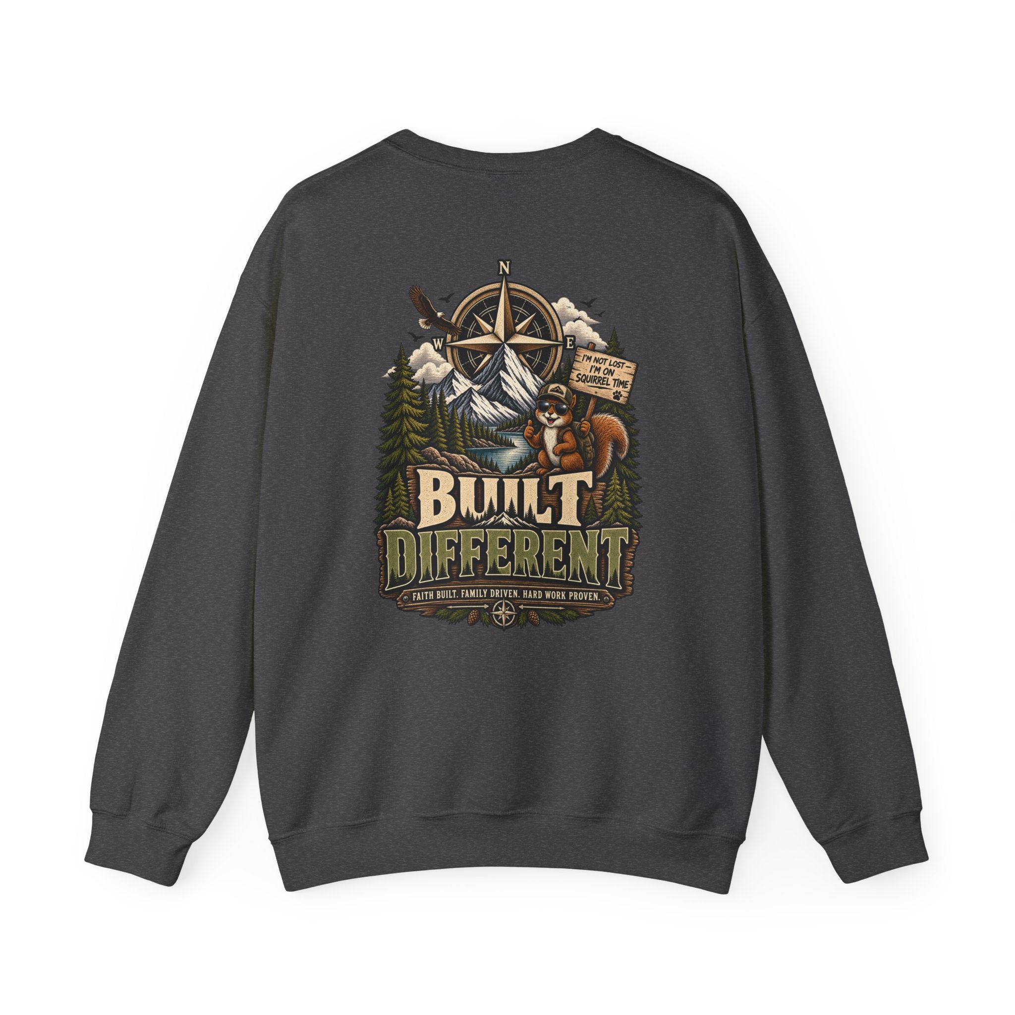 NS-003 Crewneck Sweatshirt - Northbound Supply Co. 'Built Different' Outdoor Adventure Graphic