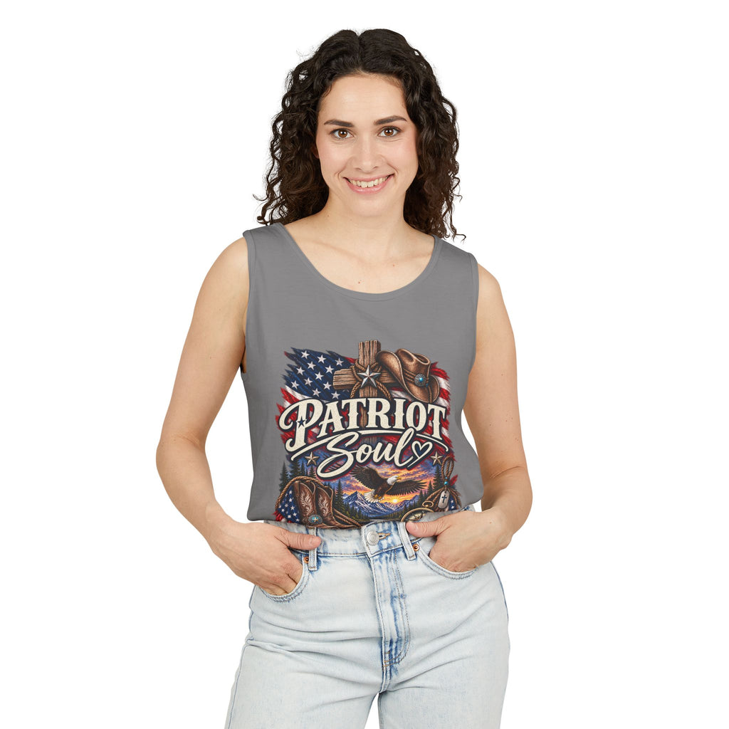 WG-009 Patriot Soul Tank Top —Northbound Supply Co. American Flag Eagle Motorcycle Vintage Graphic