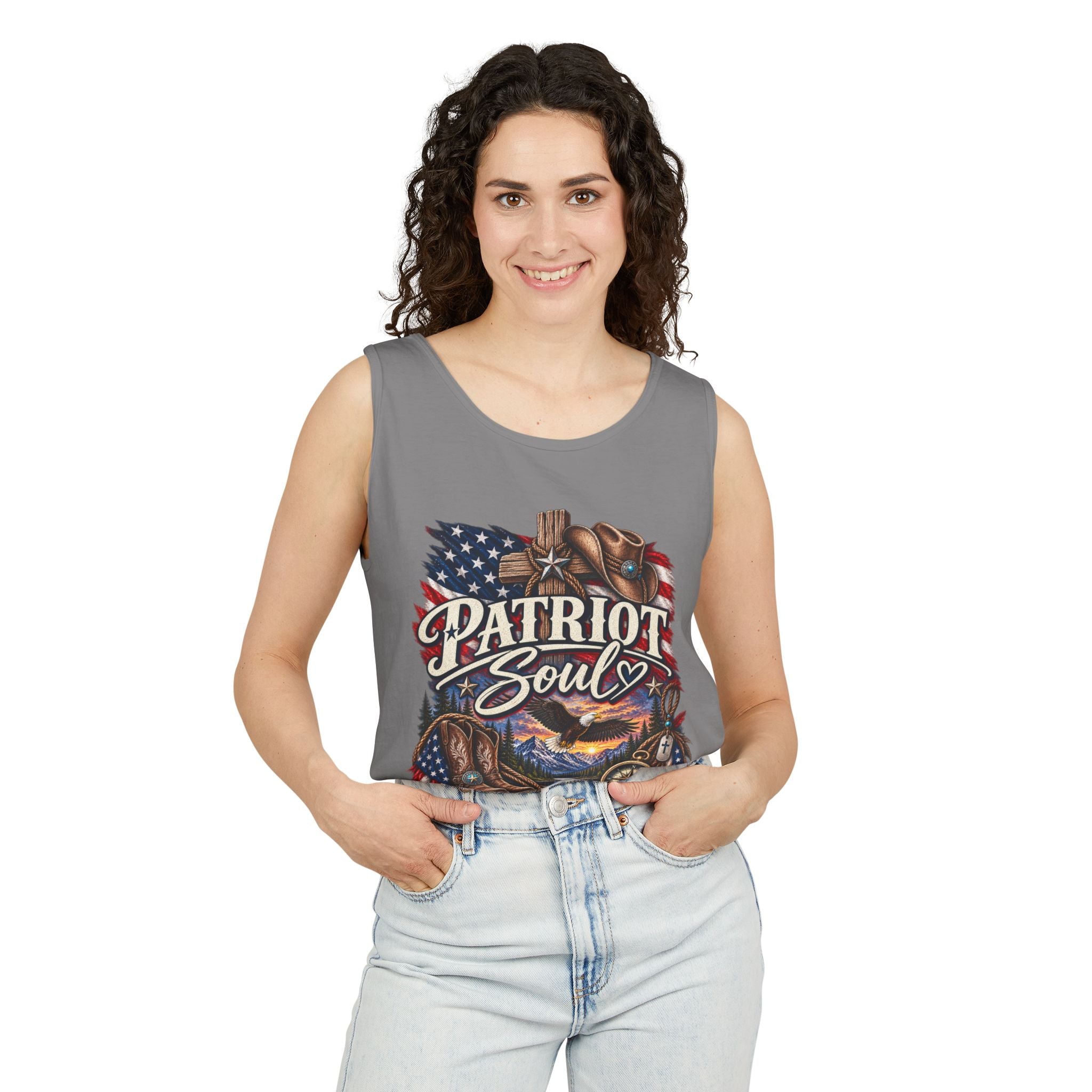 WG-009 Patriot Soul Tank Top —Northbound Supply Co. American Flag Eagle Motorcycle Vintage Graphic