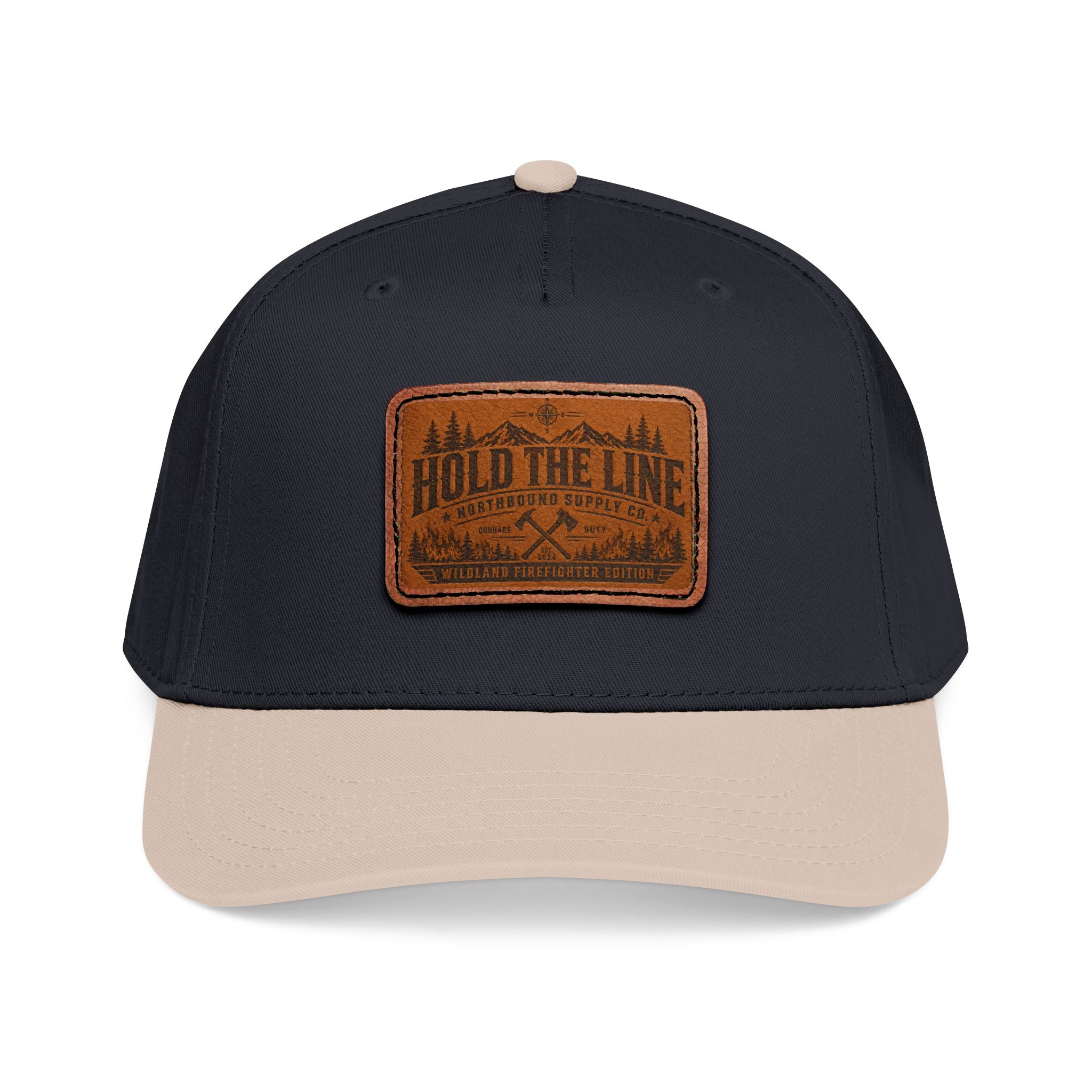 Leather Patch Baseball Cap — 'Hold the Line' Outdoor Trucker Hat