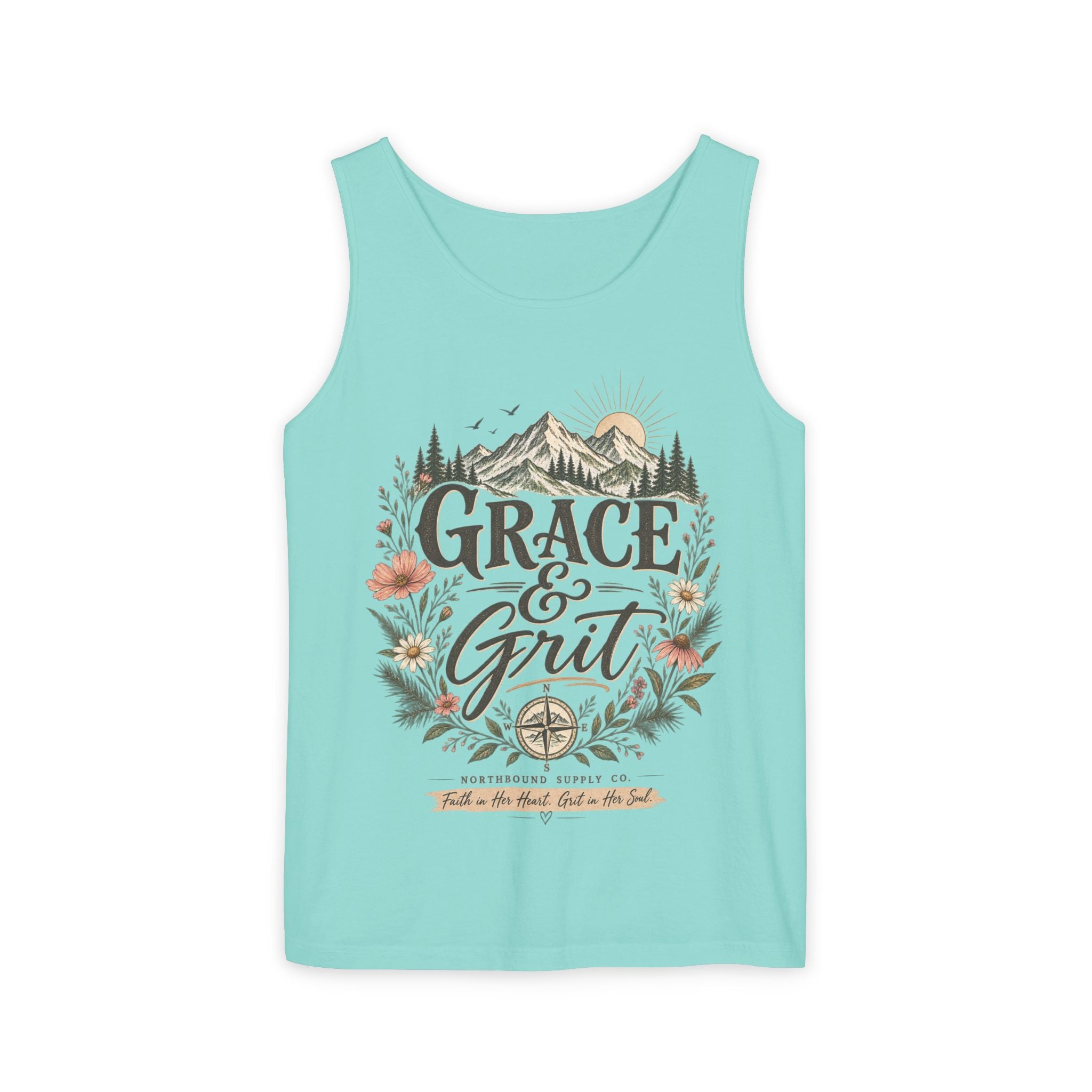 WG-001 Grace & Grit Tank Top —Northbound Supply Co.Inspirational Mountain Adventure Graphic Tank
