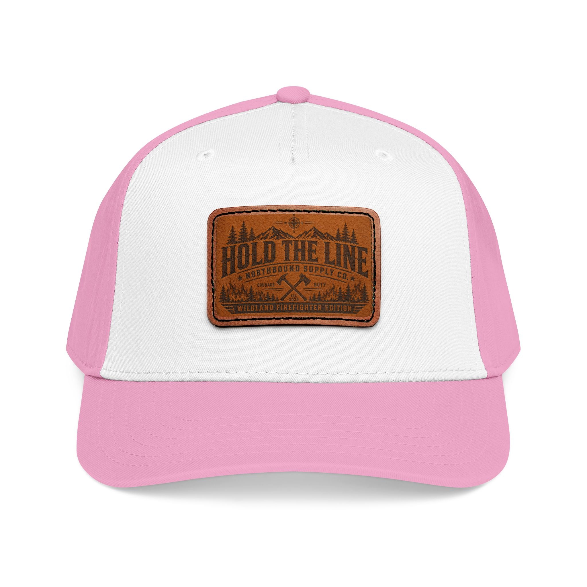 Leather Patch Baseball Cap — 'Hold the Line' Outdoor Trucker Hat