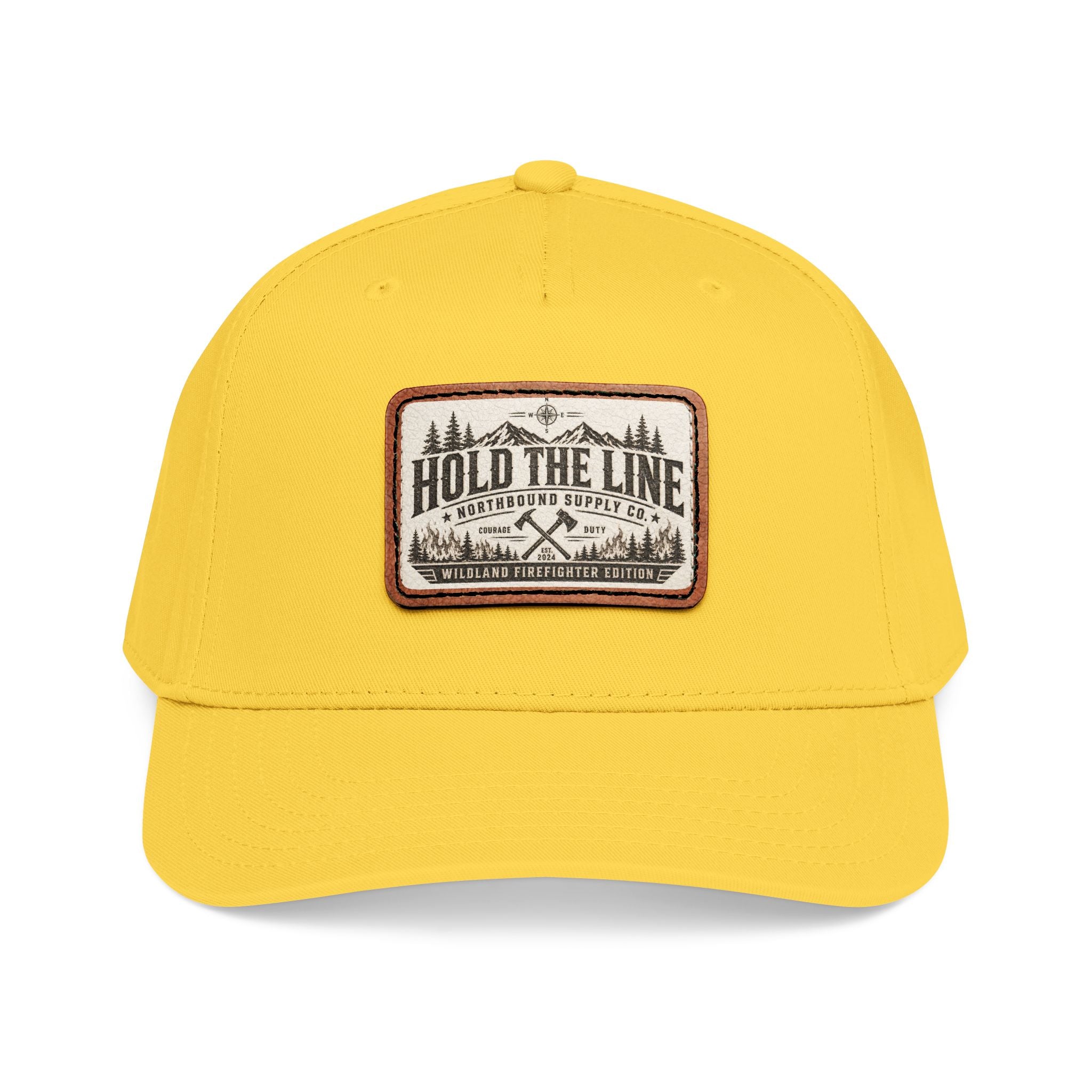 HP-004.5 Hold The Line Leather Patch Baseball Cap — Outdoorsy Vintage Trucker Hat