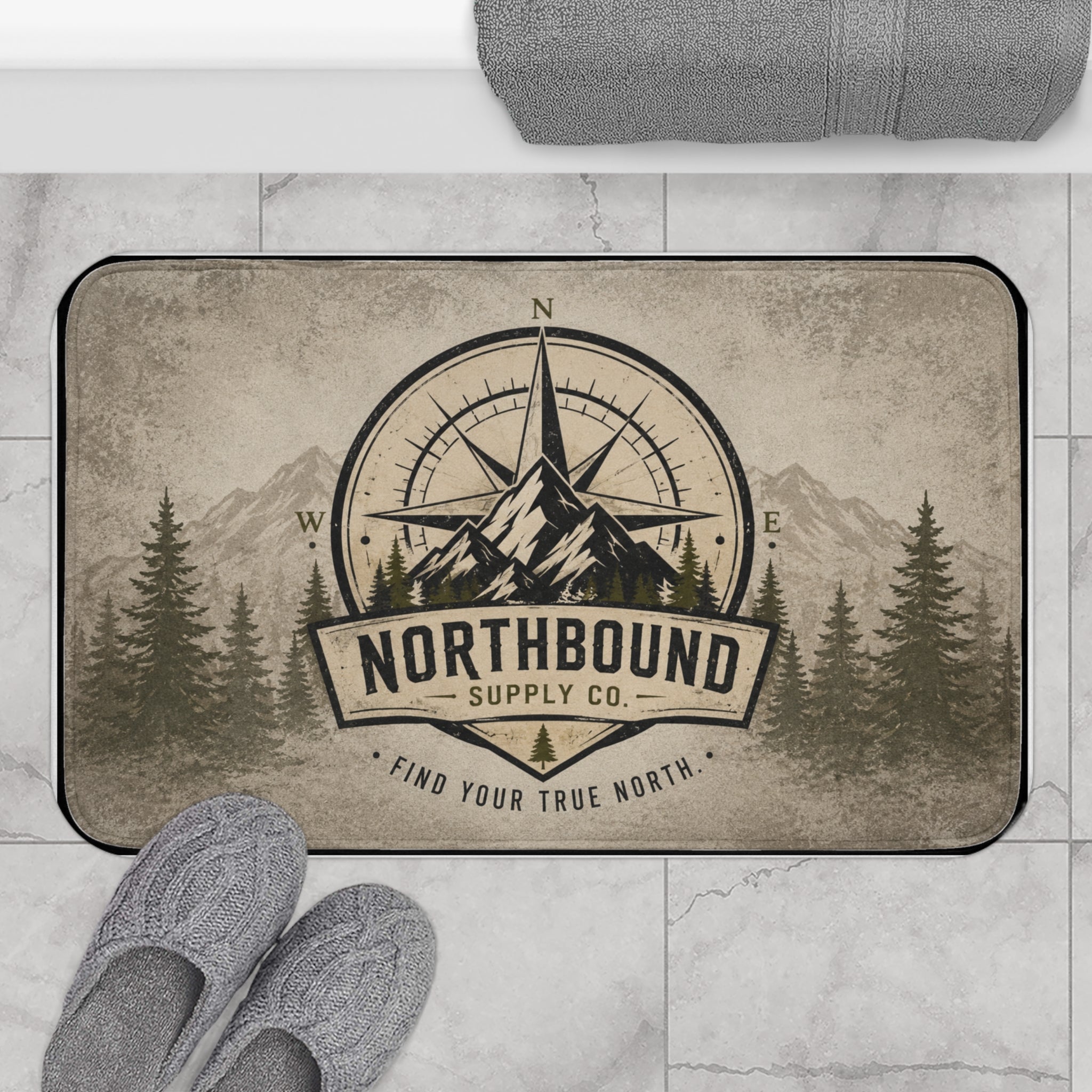 BM-001 Northbound Compass Bath Mat