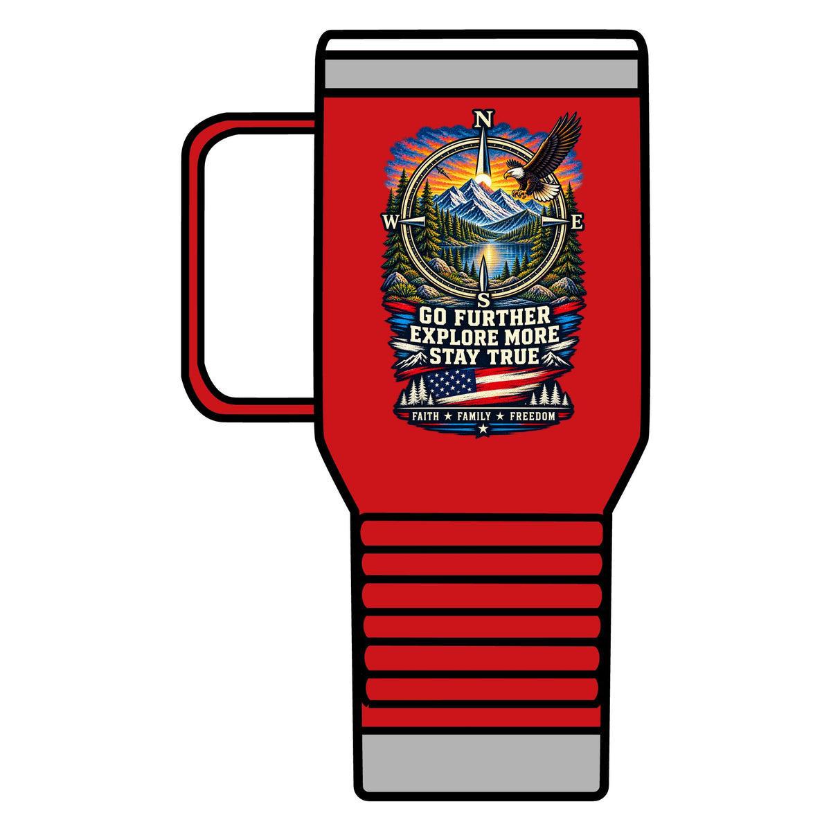Adventure Awaits 20oz Travel Mug — Outdoor Camping Coffee Tumbler with Mountain & Compass Design