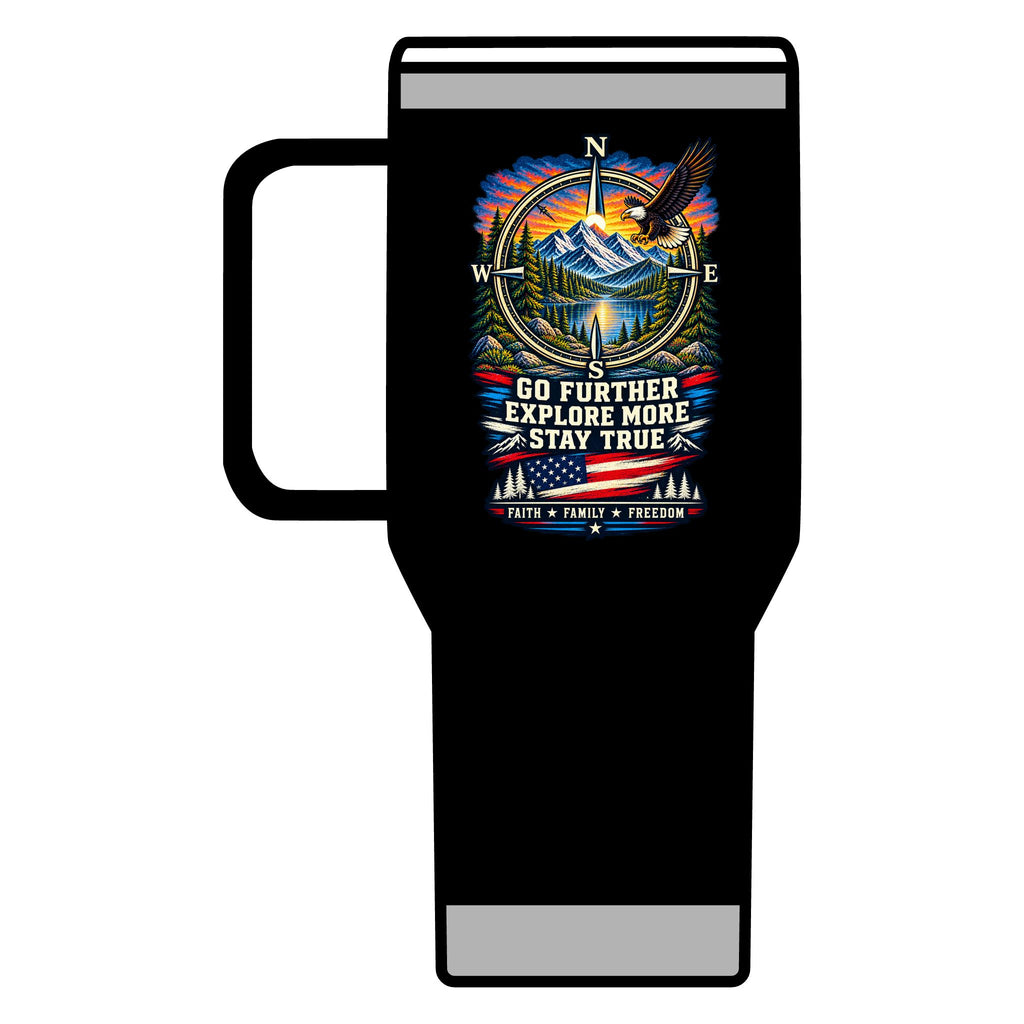 Adventure Awaits 20oz Travel Mug — Outdoor Camping Coffee Tumbler with Mountain & Compass Design