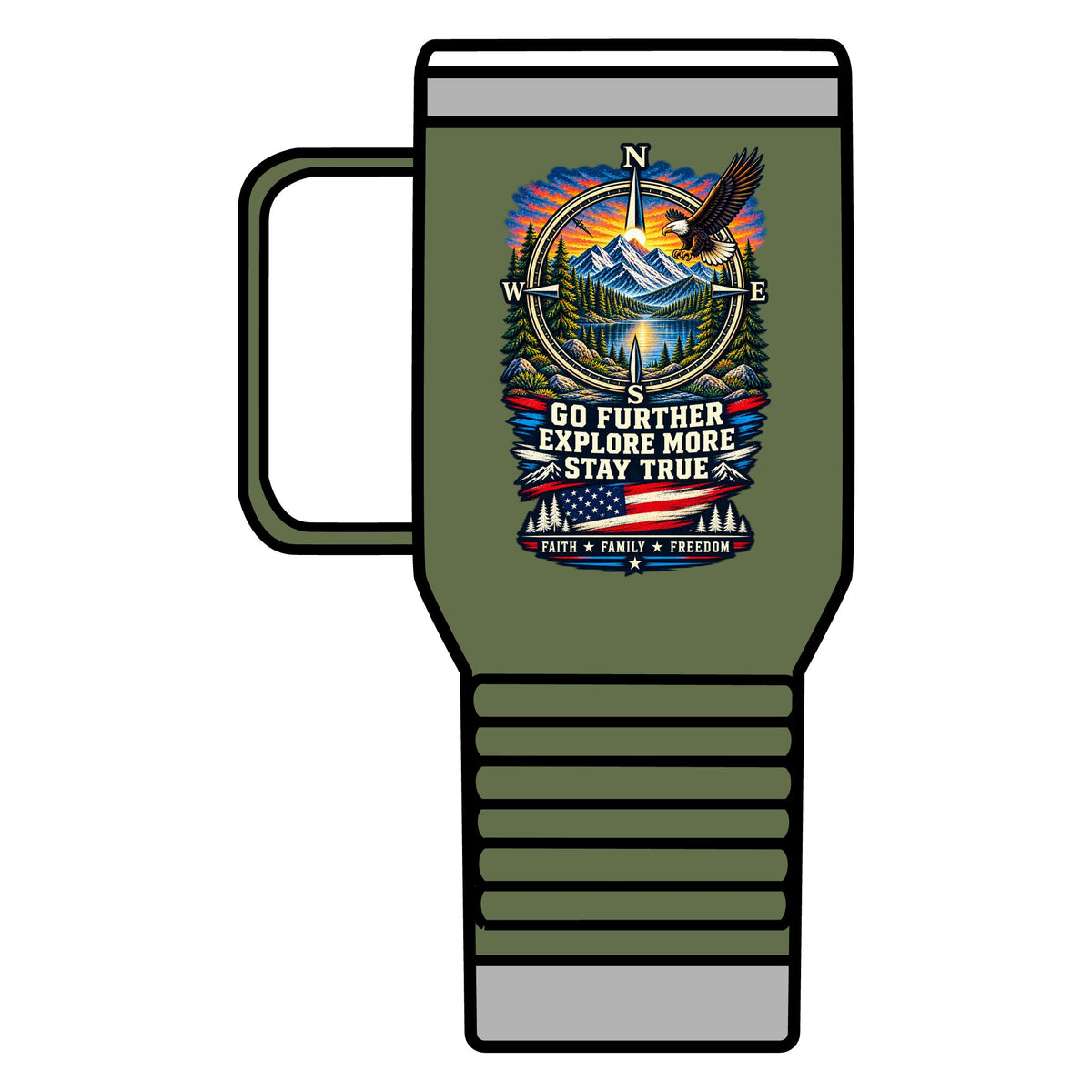 Adventure Awaits 20oz Travel Mug — Outdoor Camping Coffee Tumbler with Mountain & Compass Design