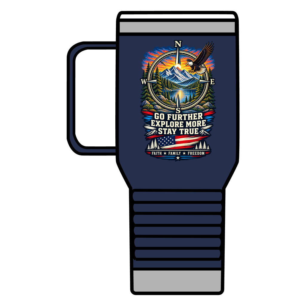 Adventure Awaits 20oz Travel Mug — Outdoor Camping Coffee Tumbler with Mountain & Compass Design