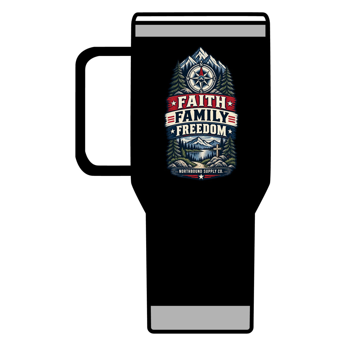 Find Your True North Travel Mug —Northbound Supply  Faith • Family • Freedom 20oz Insulated Camping Tumbler
