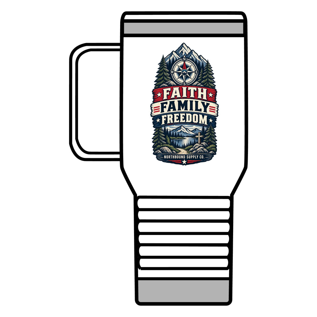 Find Your True North Travel Mug —Northbound Supply  Faith • Family • Freedom 20oz Insulated Camping Tumbler