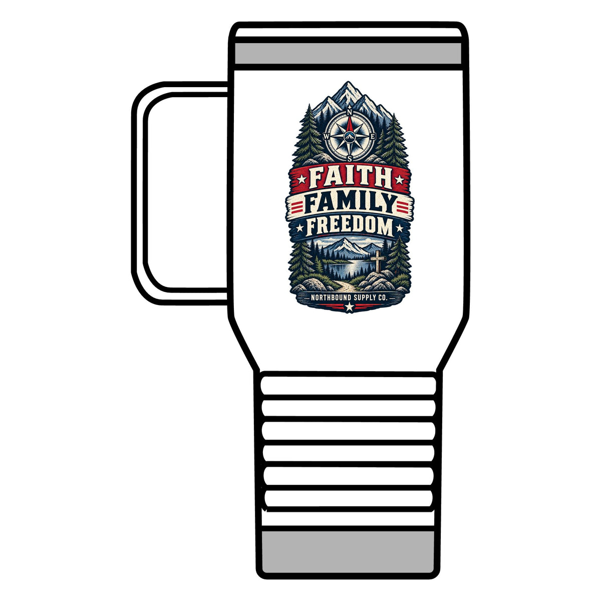 Find Your True North Travel Mug —Northbound Supply  Faith • Family • Freedom 20oz Insulated Camping Tumbler