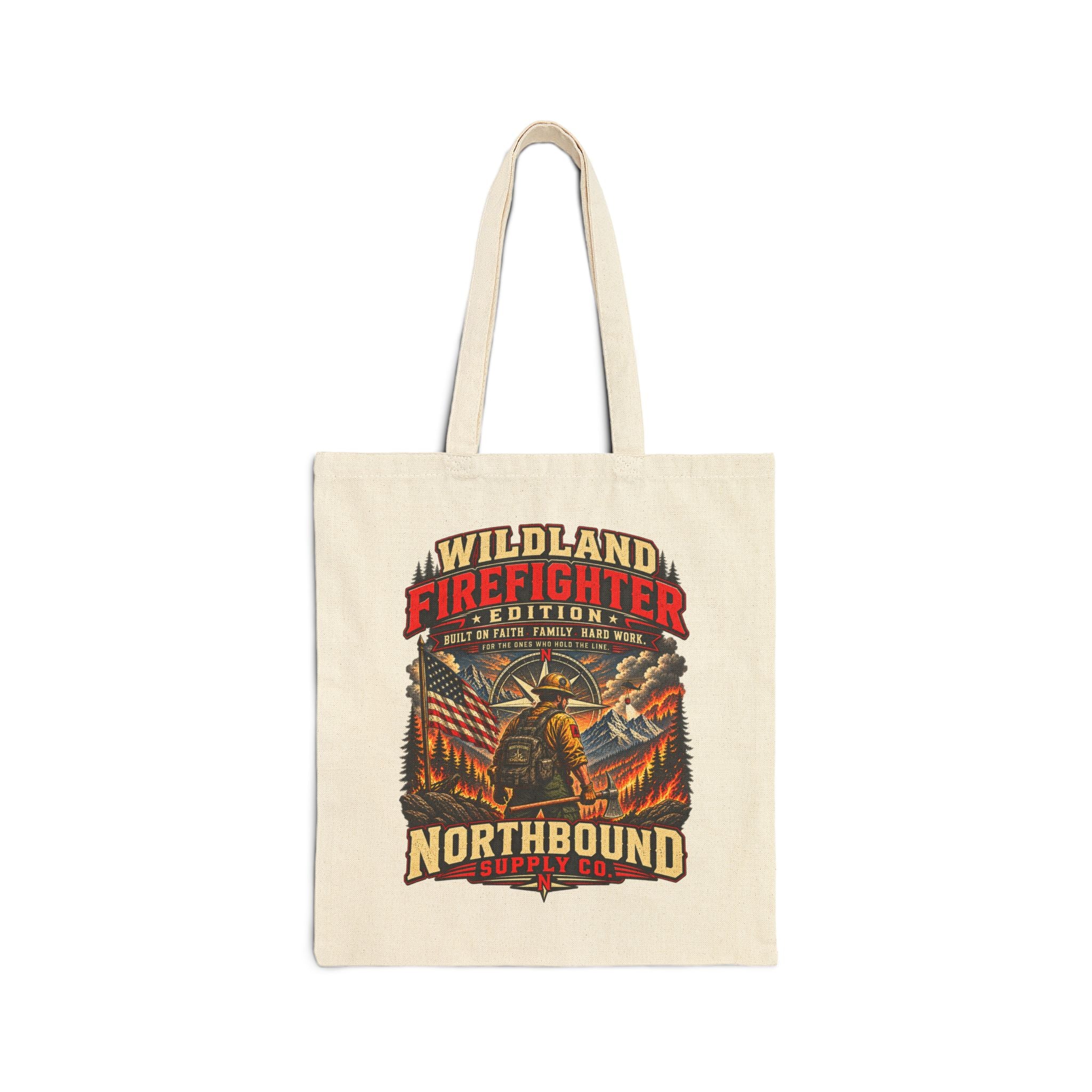 Wildland Firefighter Badge Cotton Tote — Forest Fire Rescue Canvas Bag