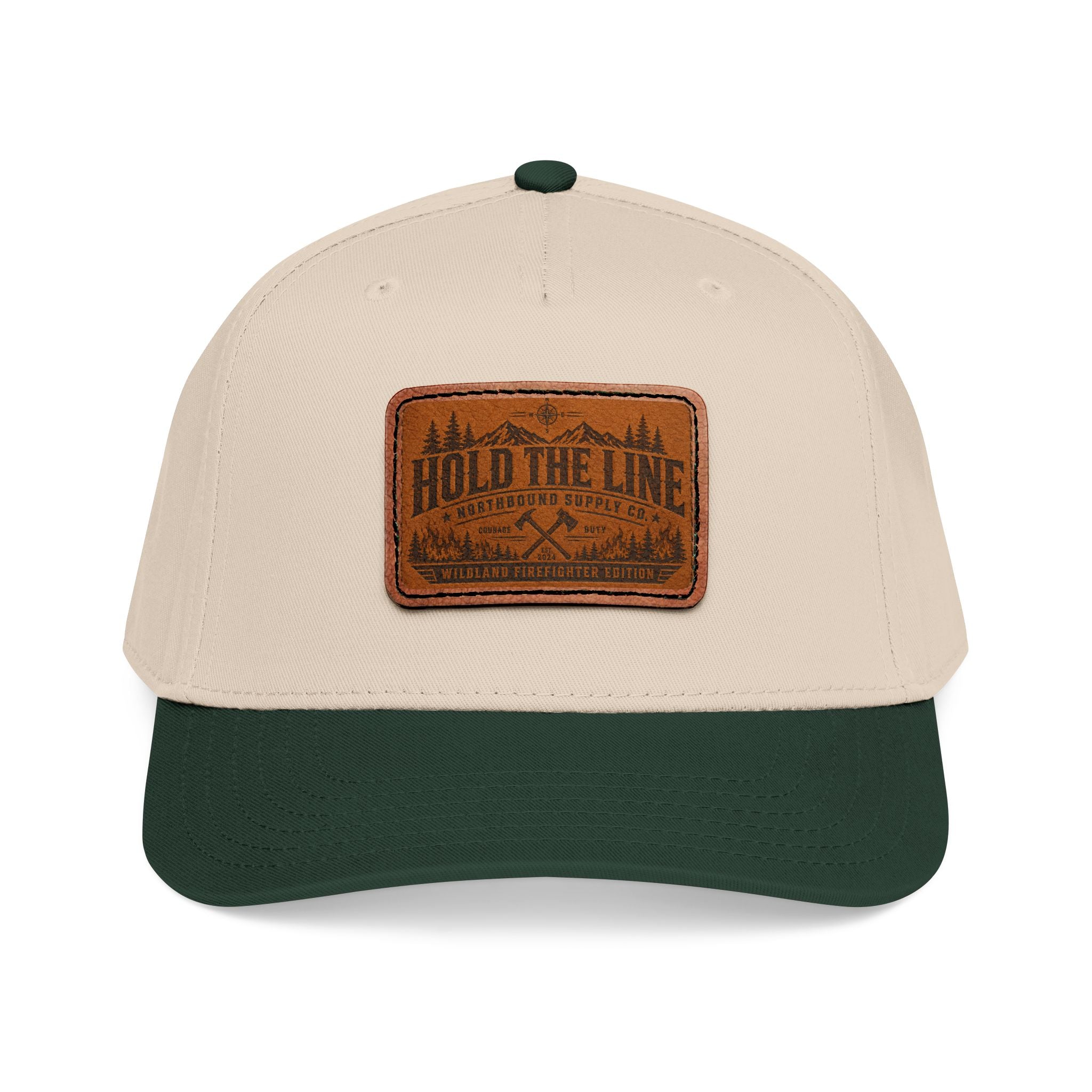 Leather Patch Baseball Cap — 'Hold the Line' Outdoor Trucker Hat