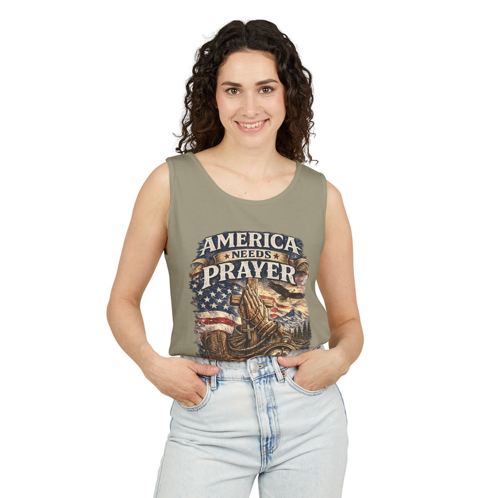WG-010 America Needs Prayer Tank Top —Northbound Supply Co. Patriotic Faith & Freedom Sleeveless Tee