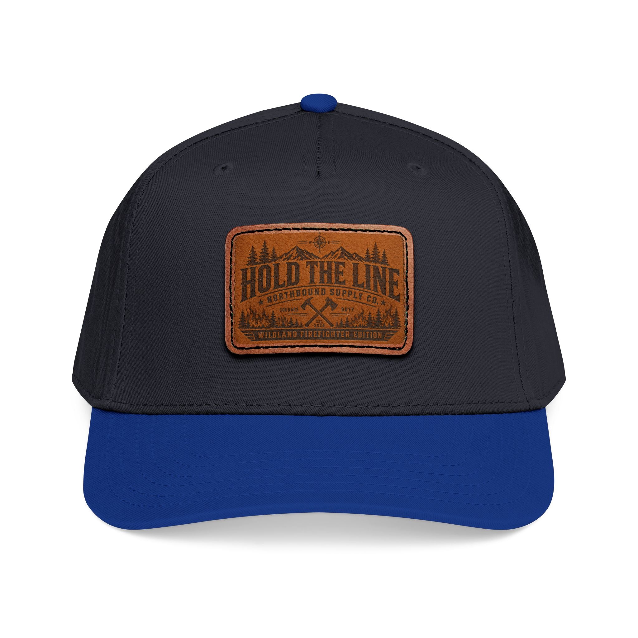 Leather Patch Baseball Cap — 'Hold the Line' Outdoor Trucker Hat