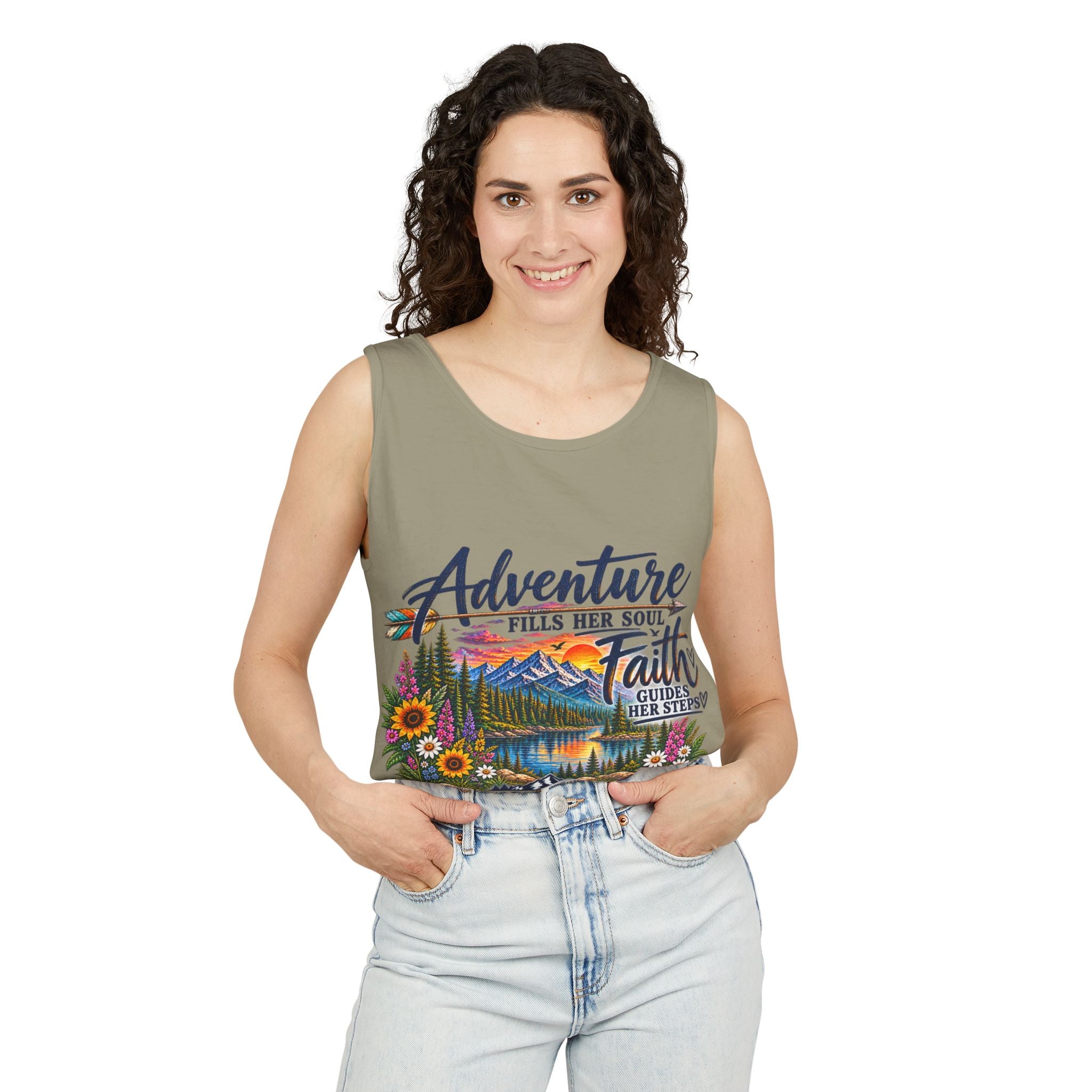WG-004 Adventure & Faith Graphic Tank Top — Northbound Supply Co.Scenic Mountain Floral Design