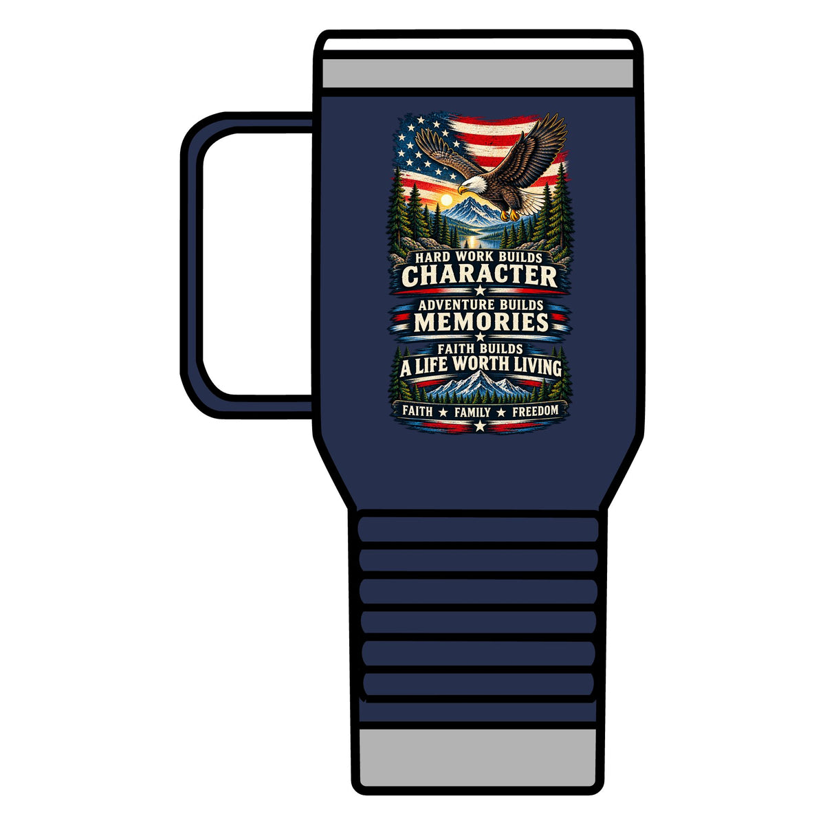 Travel Mug — Northbound Supply"Faith Fuels the Journey" & Patriotic Eagle 20oz Insulated Tumbler