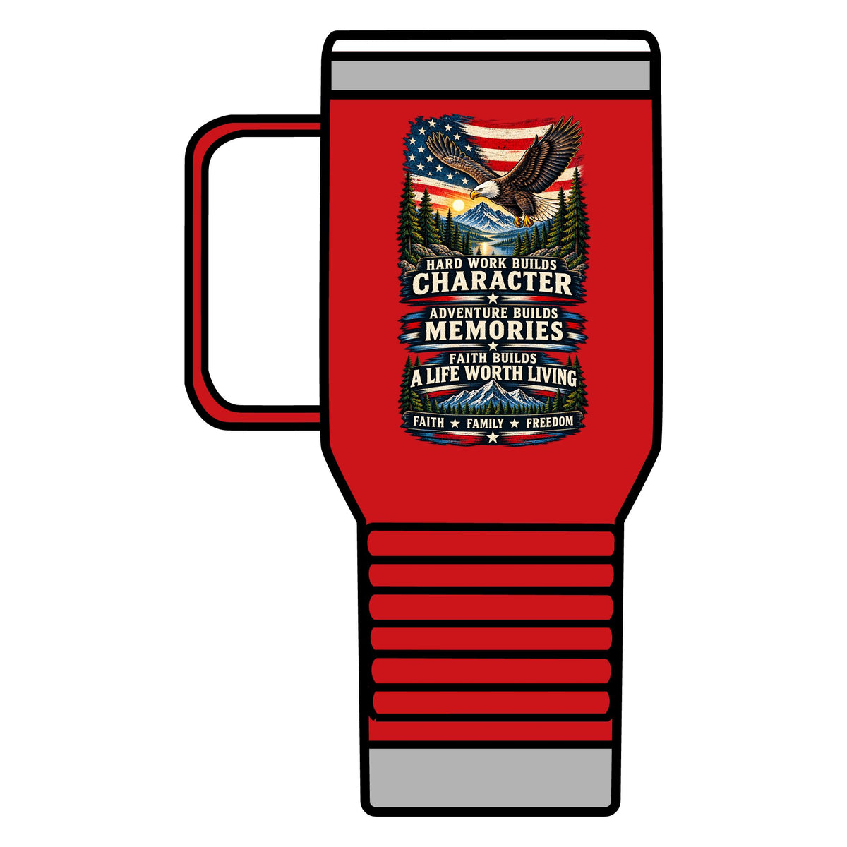Travel Mug — Northbound Supply"Faith Fuels the Journey" & Patriotic Eagle 20oz Insulated Tumbler