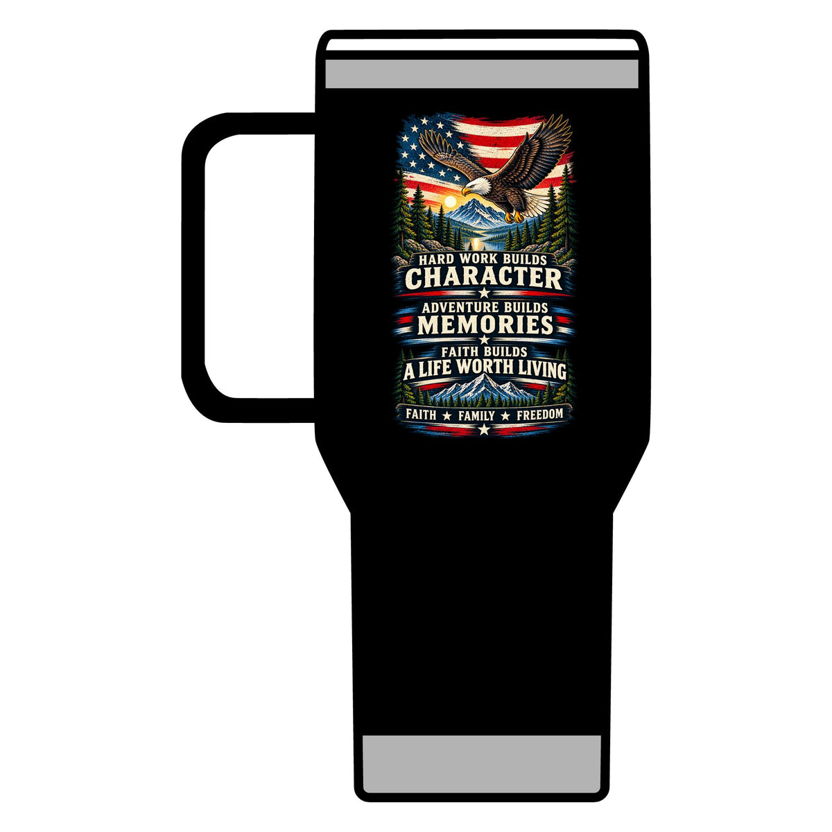 Travel Mug — Northbound Supply"Faith Fuels the Journey" & Patriotic Eagle 20oz Insulated Tumbler