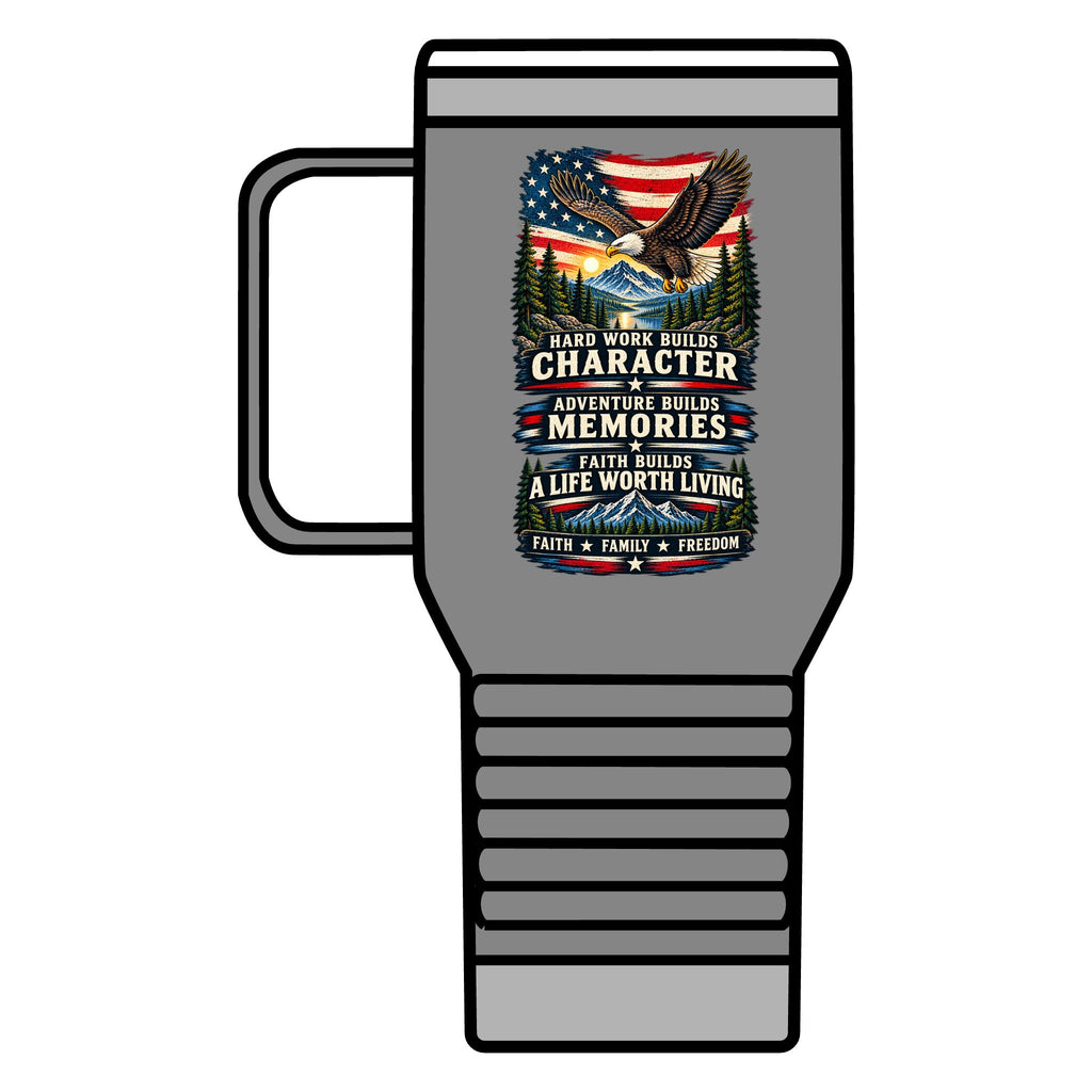Travel Mug — Northbound Supply"Faith Fuels the Journey" & Patriotic Eagle 20oz Insulated Tumbler
